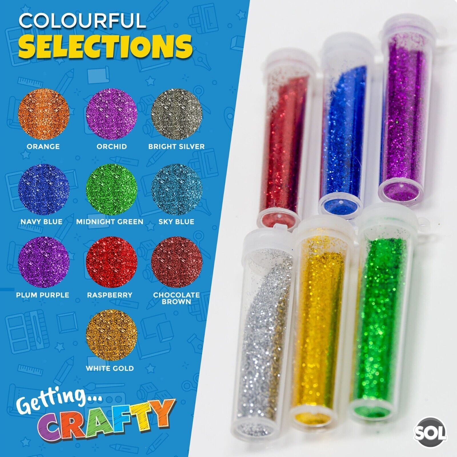 20 Glitter Tubes Assorted Colours for Arts & Crafts