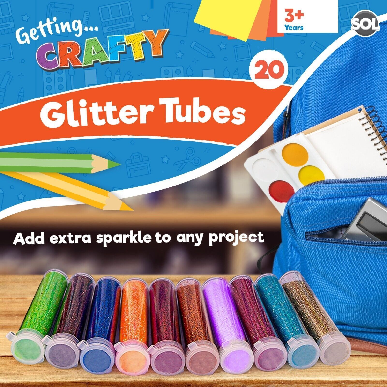 20 Glitter Tubes Assorted Colours for Arts & Crafts