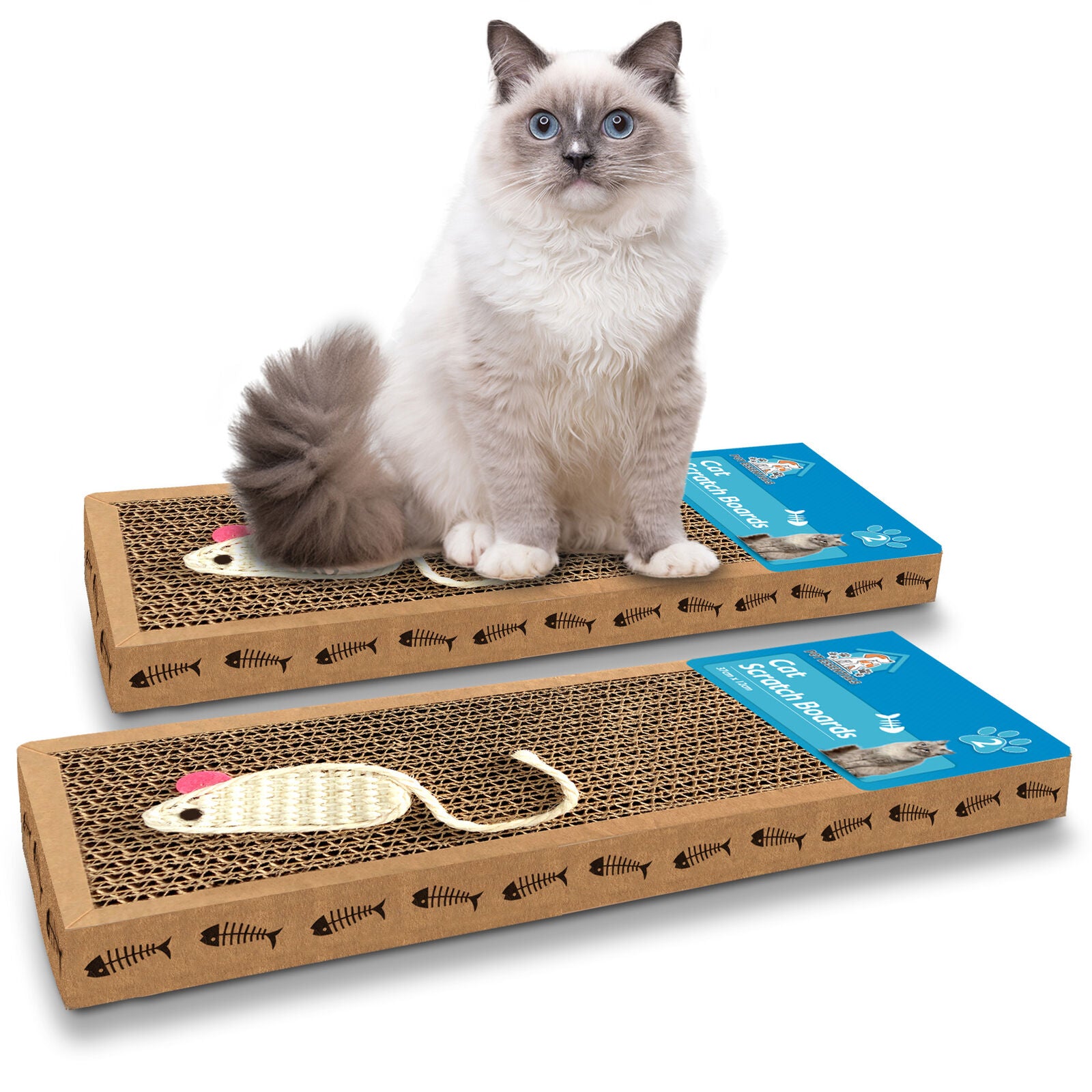 TEMU 2 Pack Cat Scratcher Pads | Cardboard Kitten Scratching Boards With Mouse Design | Cat Scratch Mats For Indoor Cats | Furniture Protector Toy |