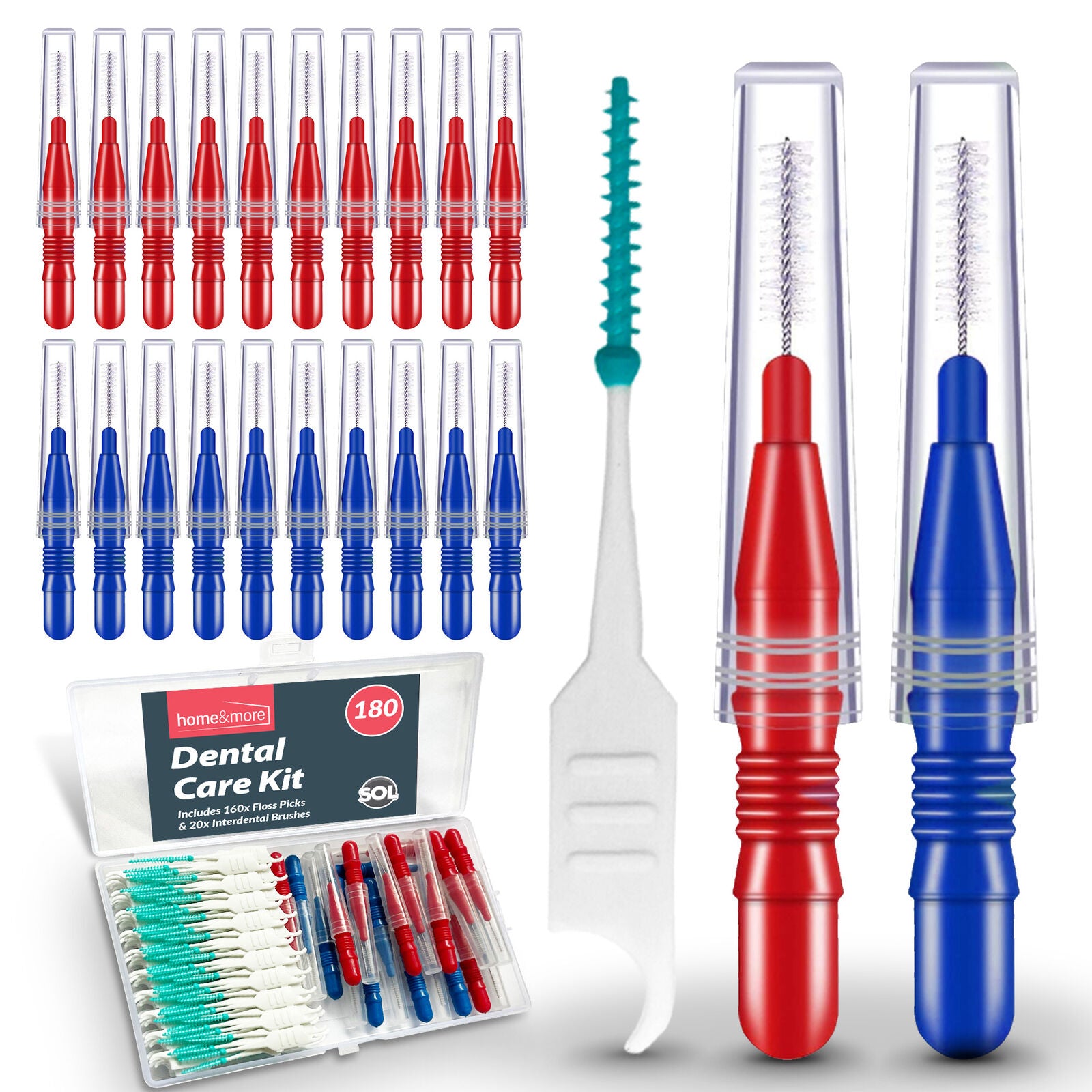 TEMU 180 Interdental Brushes & Floss Picks Set | Dental Sticks | Tooth Floss Picks & Interdental Toothpicks For Oral Care, Teeth Cleaning & Plaque