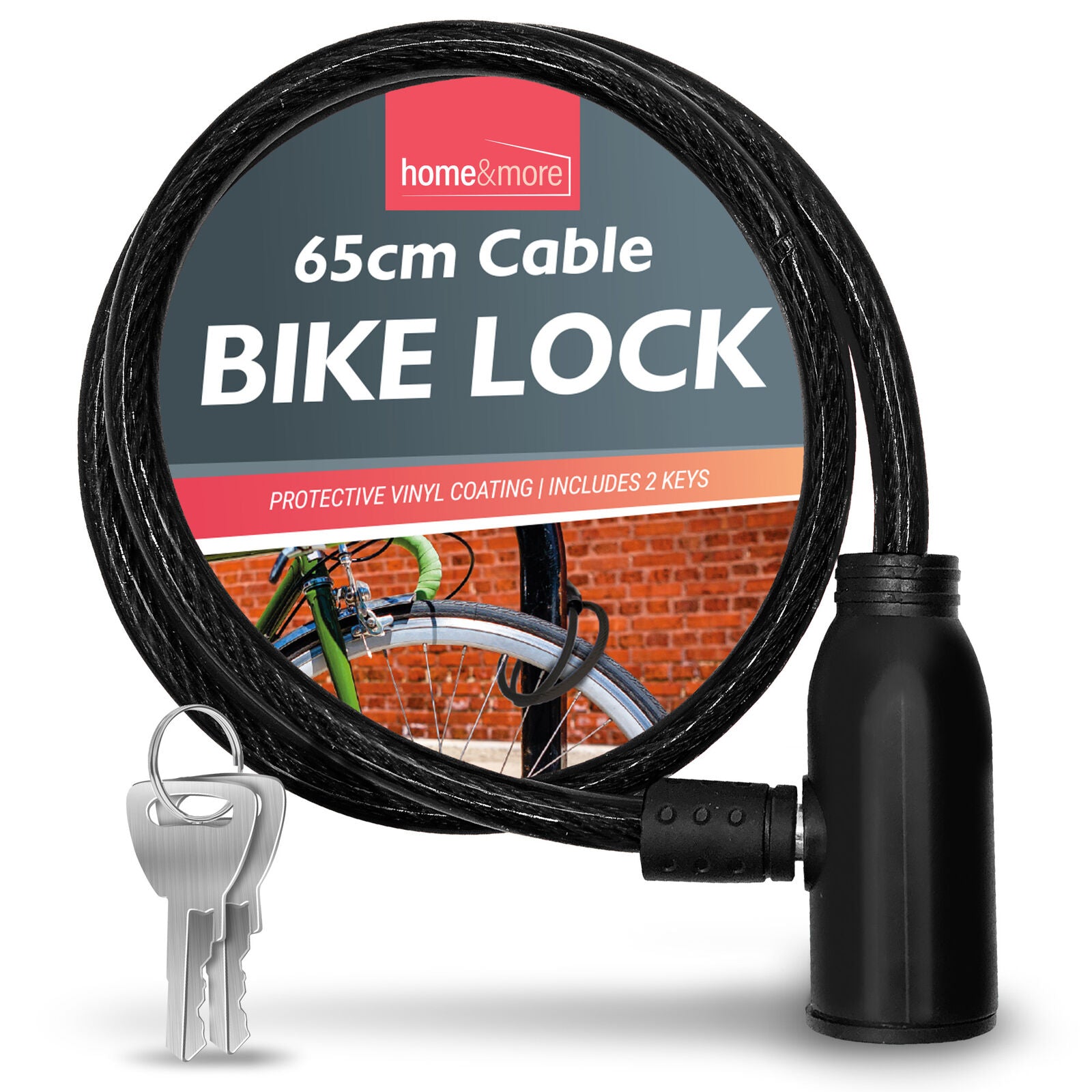   with keys 650mm self coiling bicycle lock heavy duty braided steel cable with pvc cover durable   lock for bikes scooters skateboards outdoor equipment