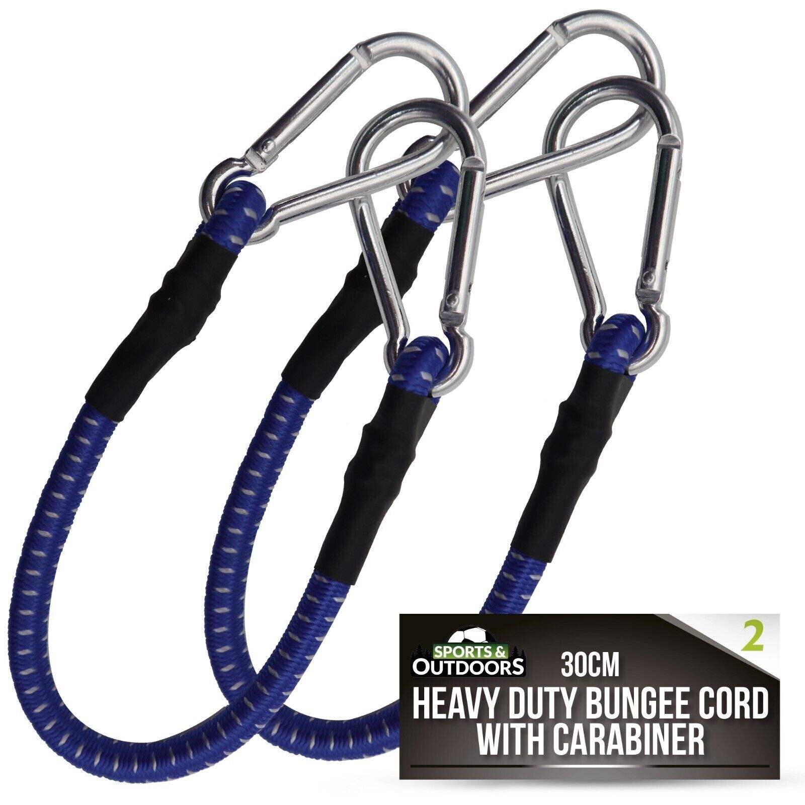 TEMU 2/6 Pack Bungee Cords With Carabiner Clips | 12" 30cm Elastic Tie Down Straps | 8mm Heavy Duty Bungee Ropes With Strong Hooks For Camping,