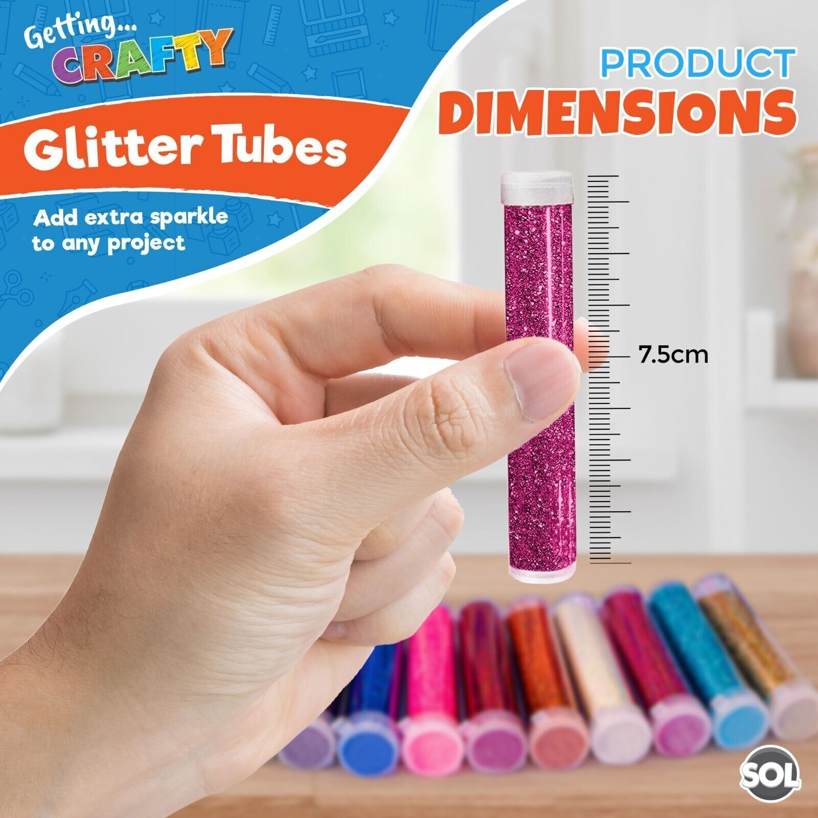 20 Glitter Tubes Assorted Colours for Arts & Crafts