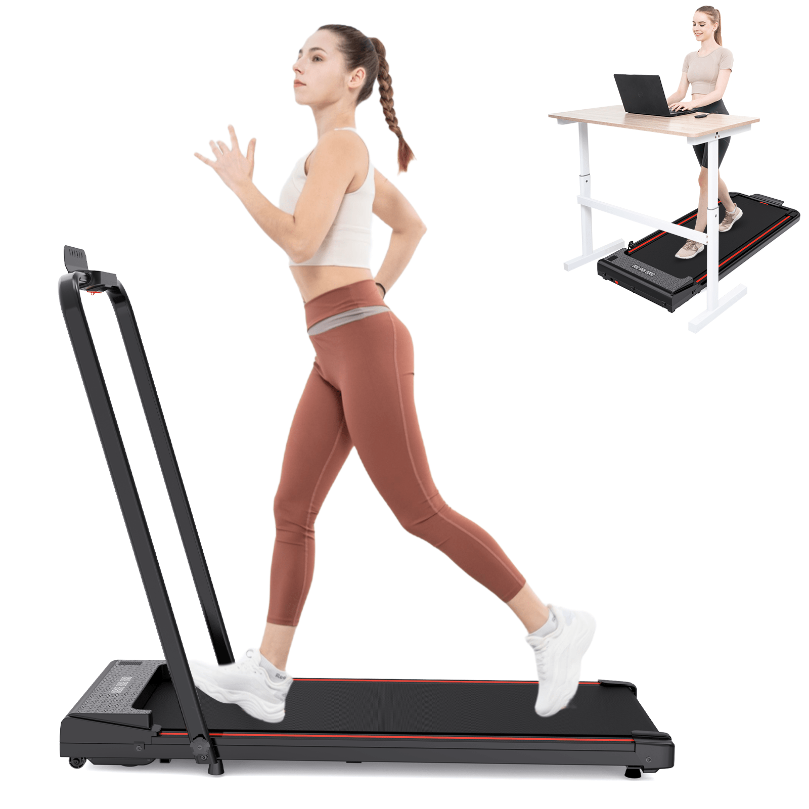 CITYSPORTS Folding Treadmills For Home,1-12KM/H Under Desk Treadmill,Portable Walking Pad, Treadmill With Remote Control and LED Display, 1400W Motor