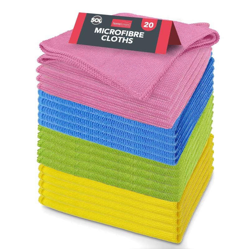 TEMU 20pk Microfibre Cleaning Cloths | Multipurpose Towels For Kitchen, Car, Glass & Furniture | Super Absorbent, Quick-dry & Reusable | 4 Colour Set