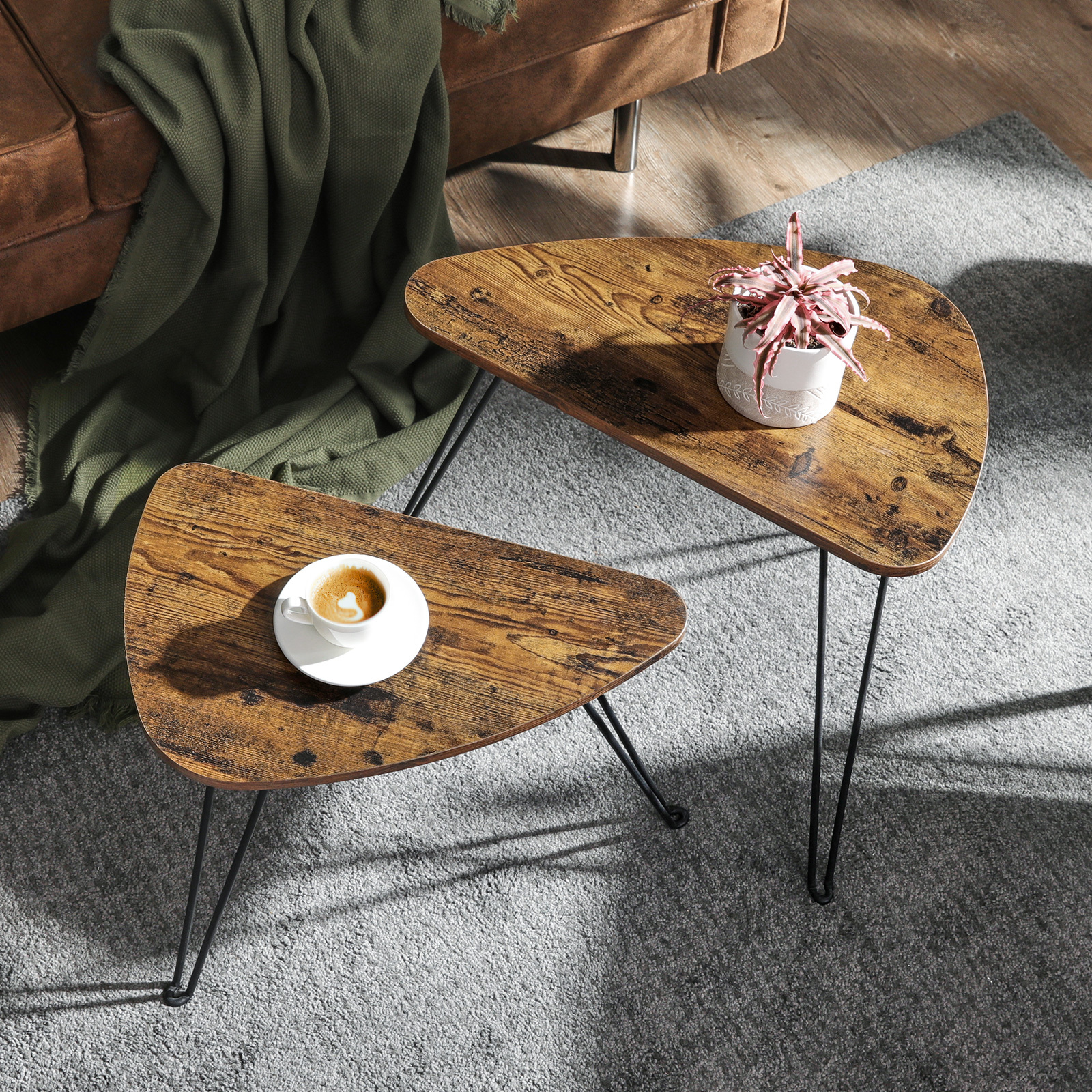 TEMU Vasagle Set Of 2 Side Tables, Nesting Tables, Coffee Tables, For Living Room, Dining Room, Bedroom, Industrial Style, Rustic