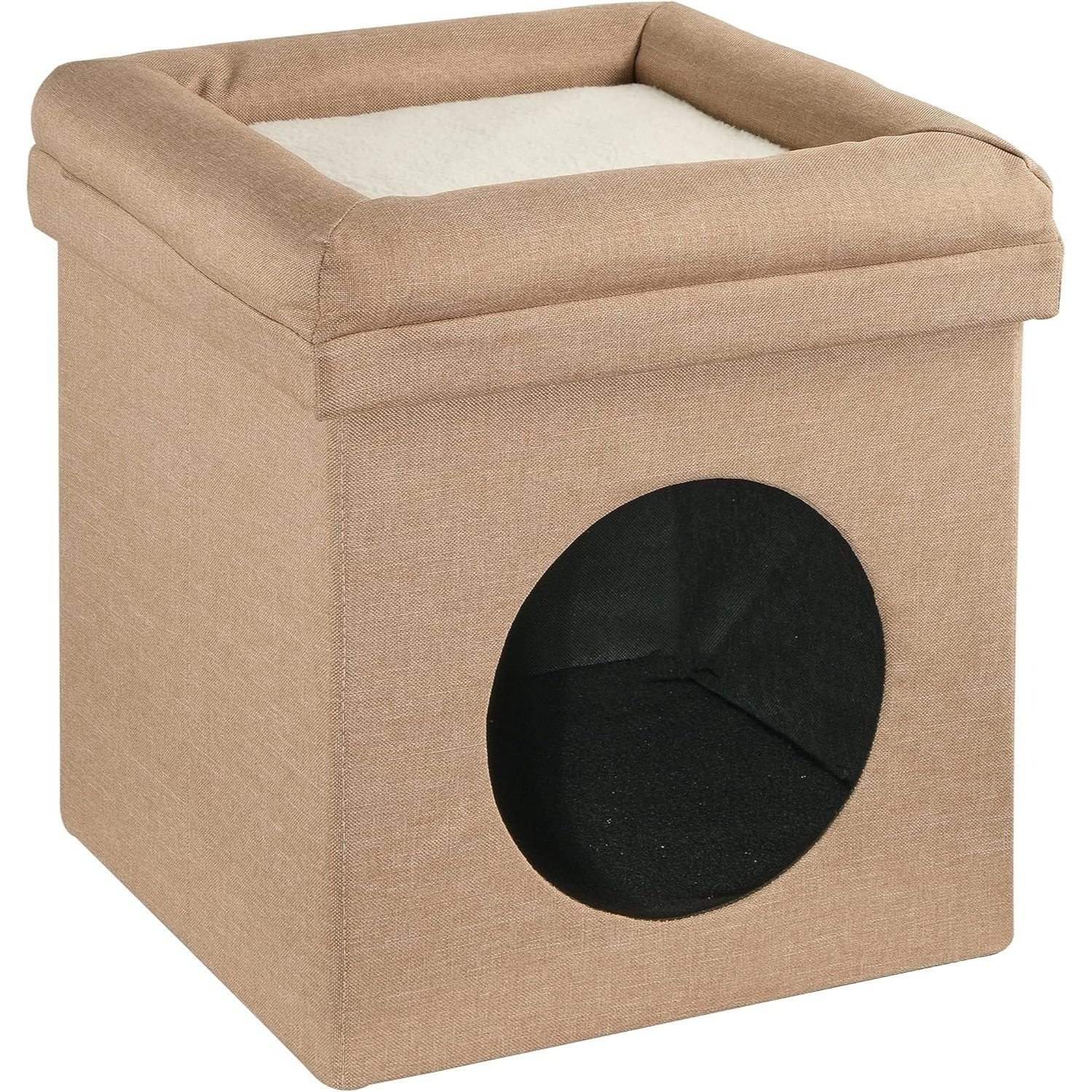 TEMU Baroni Home Letto Casetta per Beige | Marrone | Blu 38x38x16,5 cm, Cuccia Ripieghevole per Cani di Taglia e , Cuccia da Interno con Foro e