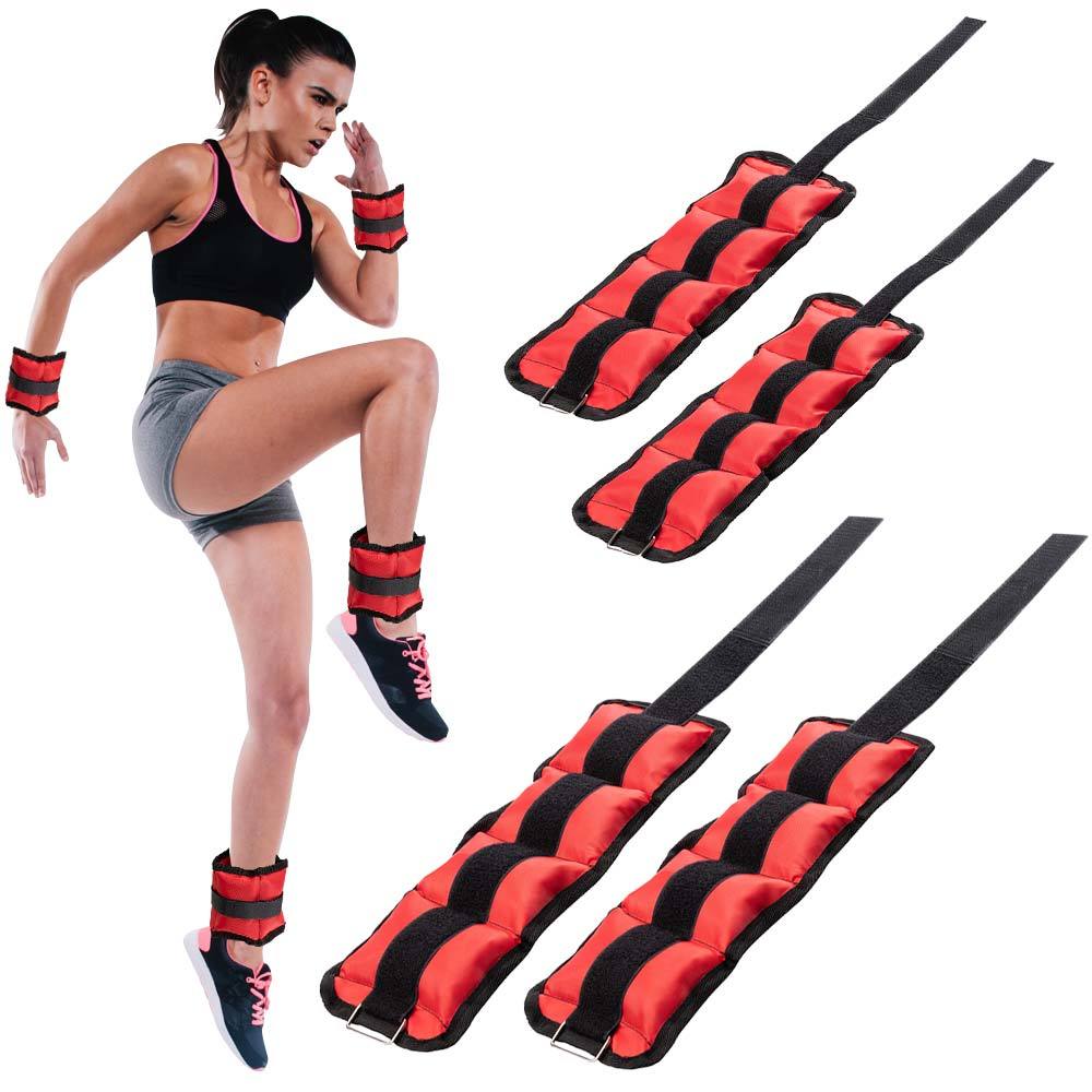 Image of Bakaji Set Of 4 Weights For Wrist And Ankle 2 Kg + 1 Kg Gym Aerobic Fitness Muscle Strengthening In Neoprene With Tear-off Closure And Adjustable