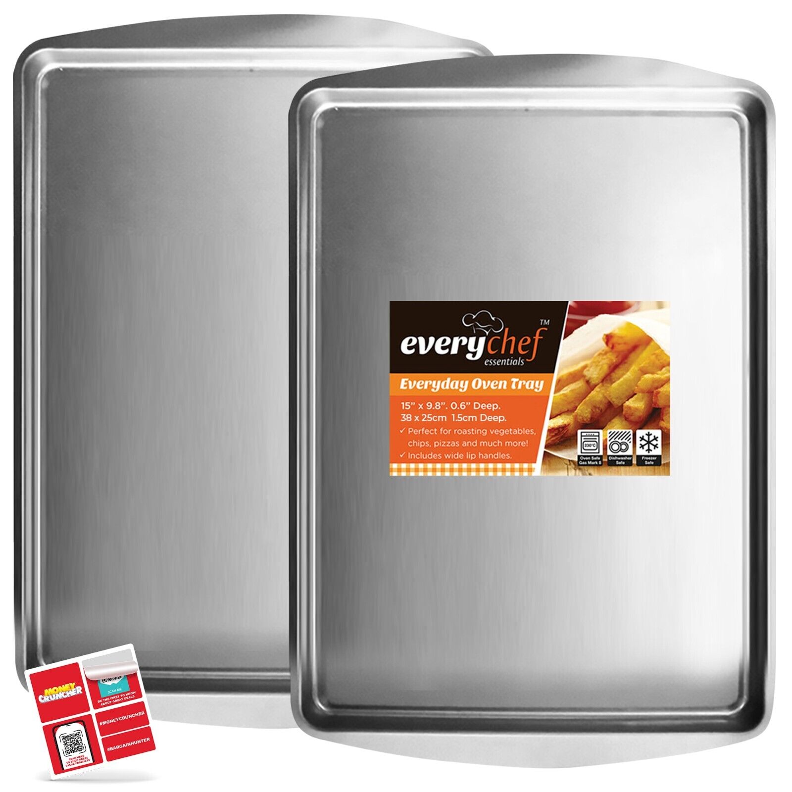 TEMU 2/4pcs Large Oven Tray Set 38x25cm | Steel Roasting Pan & Baking Sheet For Kitchen | Heavy Duty Bakeware For Pastries, Pizzas & Meat Dishes |