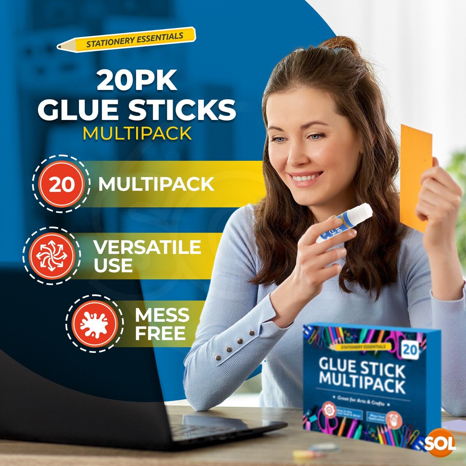 20 Pack Kids Washable Non-Toxic Glue Sticks, 9g Each