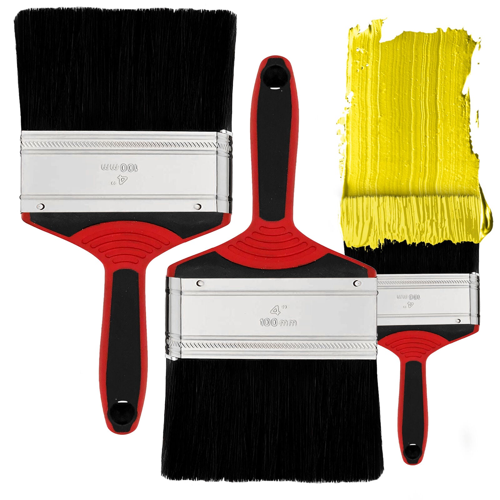 TEMU 2 Pack 4 Inch Paint Brushes | Professional Decorating Brush Set For Walls, Fences & Ceilings | Wide Paint Brushes With Soft Bristles &