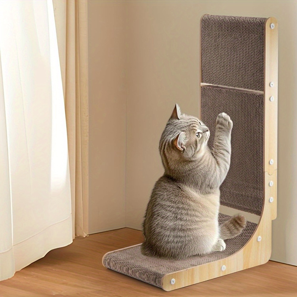 TEMU Cat Scratching Board, 68 Cm L Shape Cat Scratcher, Cat Cardboard Scratcher With Ball Toy, Cat Wall Scratcher, Protector Furniture