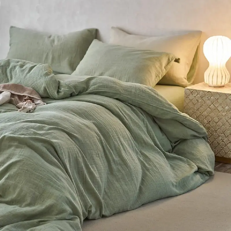 Homla Bettwäsche HOMLA TAPUA Bettwäsche Set – 100% Baumwolle, 220x200 Cm + 2 Kissen 50x70 Cm, Grün, Für Herbst & Winter – Atmungsaktiv Und Weich