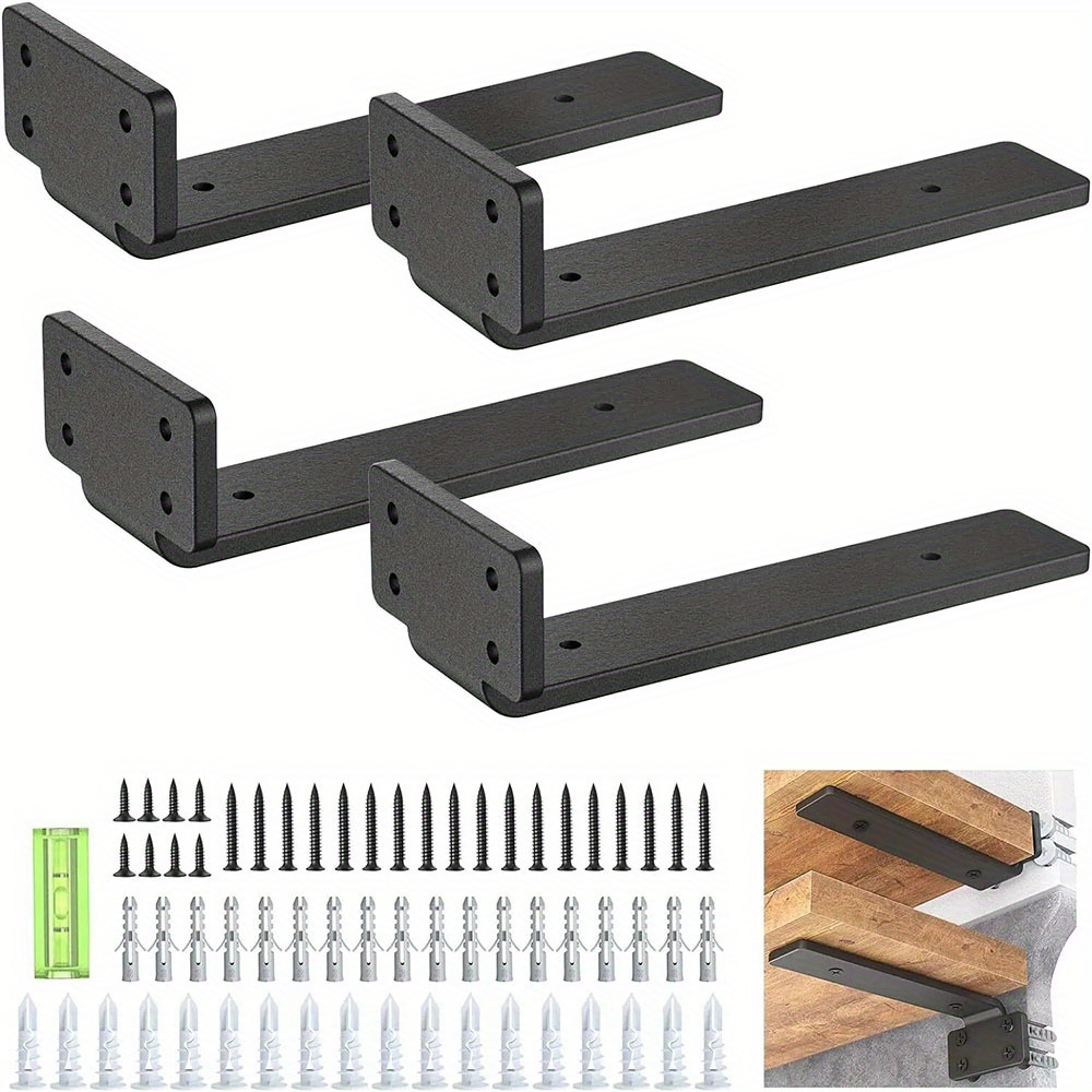 TEMU 4 Pack Floating Shelf Brackets Heavy Duty Metal For Support Wall Hanging