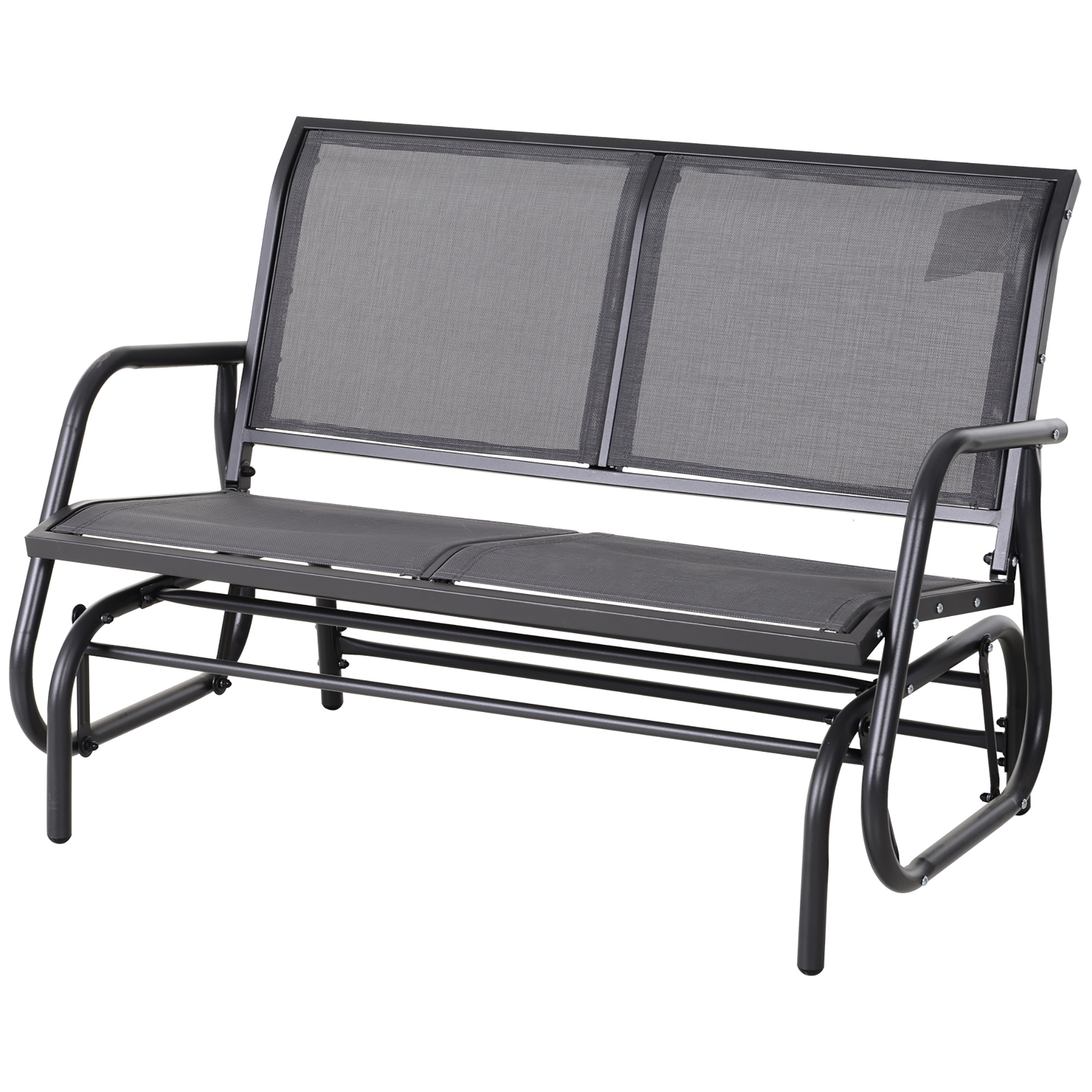 Outsunny 2-seater Garden Rocking Bench, Contemporary Design, With Armrests, Ergonomic Backrest, Steel And Gray