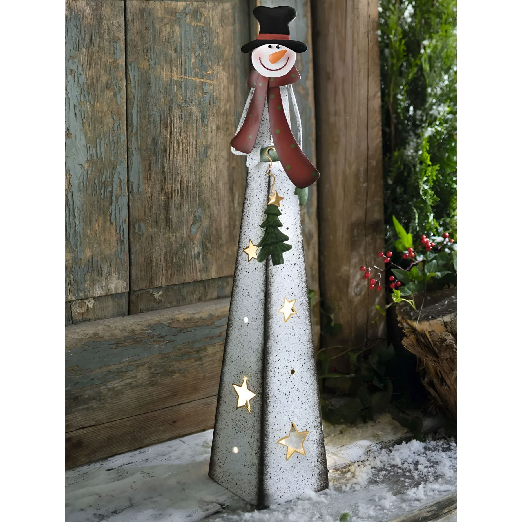 Winter Decoration "snowman" Made Of Metal, Tea Light Holder, 70 Cm High, Outdoor Christmas Decoration, Garden Decoration