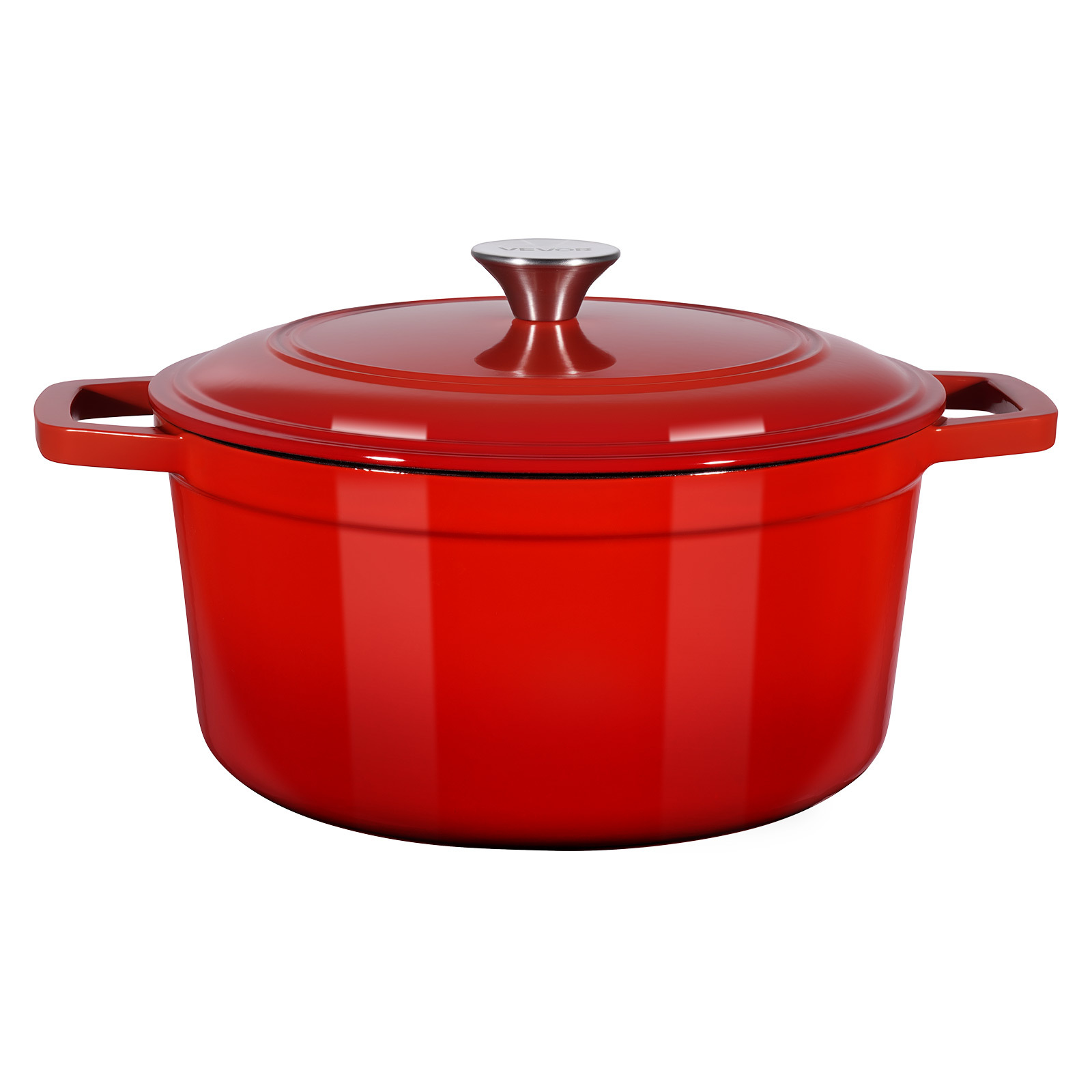 Image of Vevor Enameled Cast Iron Dutch Oven, 5.7l Pot With Lid And Dual Handles, Heavy-duty Durable Cookware Pan, Oven Induction Compatible Up To 260 ℃, For Braising, , Roasting, Bread Baking, Red