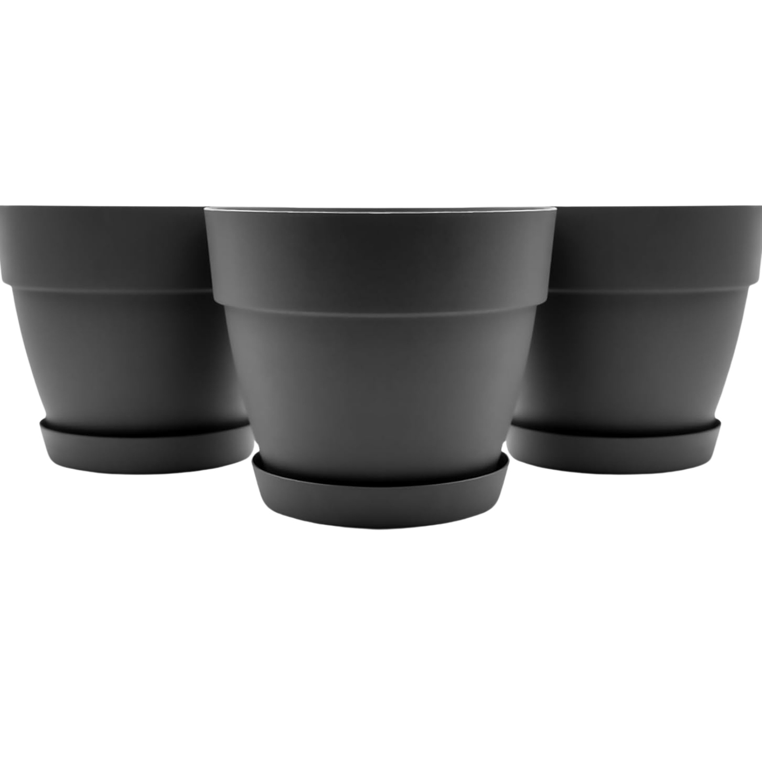 3x Flower Pot With Saucer, Ø 35 Cm, Suitable For Indoor & Outdoor Use