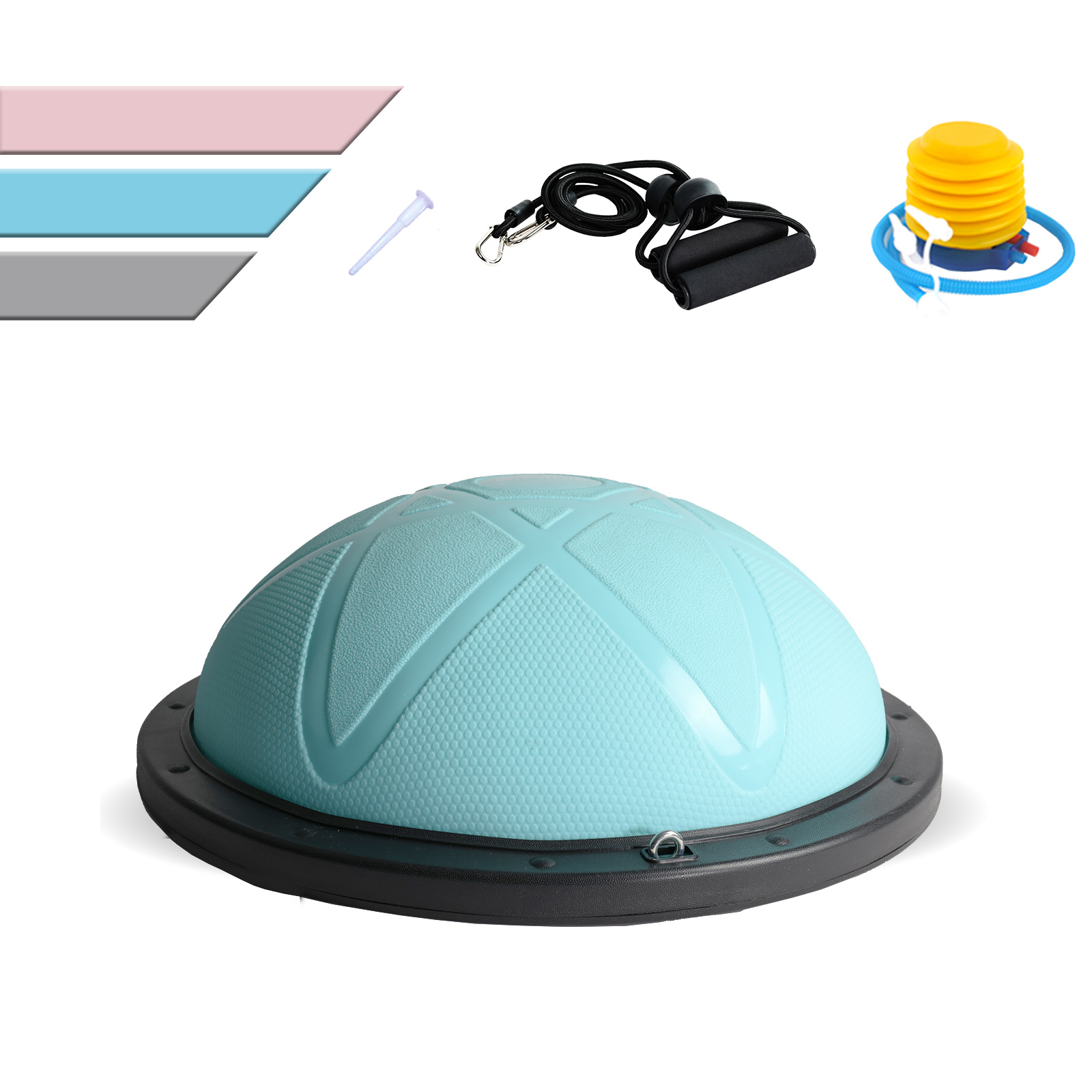 Image of Balance Ball Ø60cm, Trainer Φ60*22cm, Supports Up To 200 Kg, Half Gymnastics Ball Fitness Balance Board, Includes Pump And 2 Fitness Bands