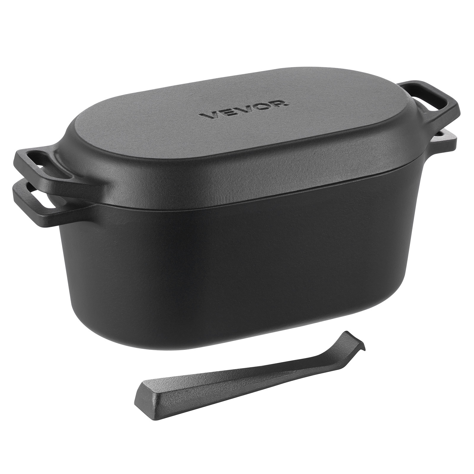 Image of Vevor Enameled Cast Iron Dutch Oven, 3.3l Pot With Lid And Dual Handles, Heavy-duty Durable Cookware Pan, Oven And Induction Compatible Up To 260 ℃, For Braising, , Roasting, Bread Baking, Black