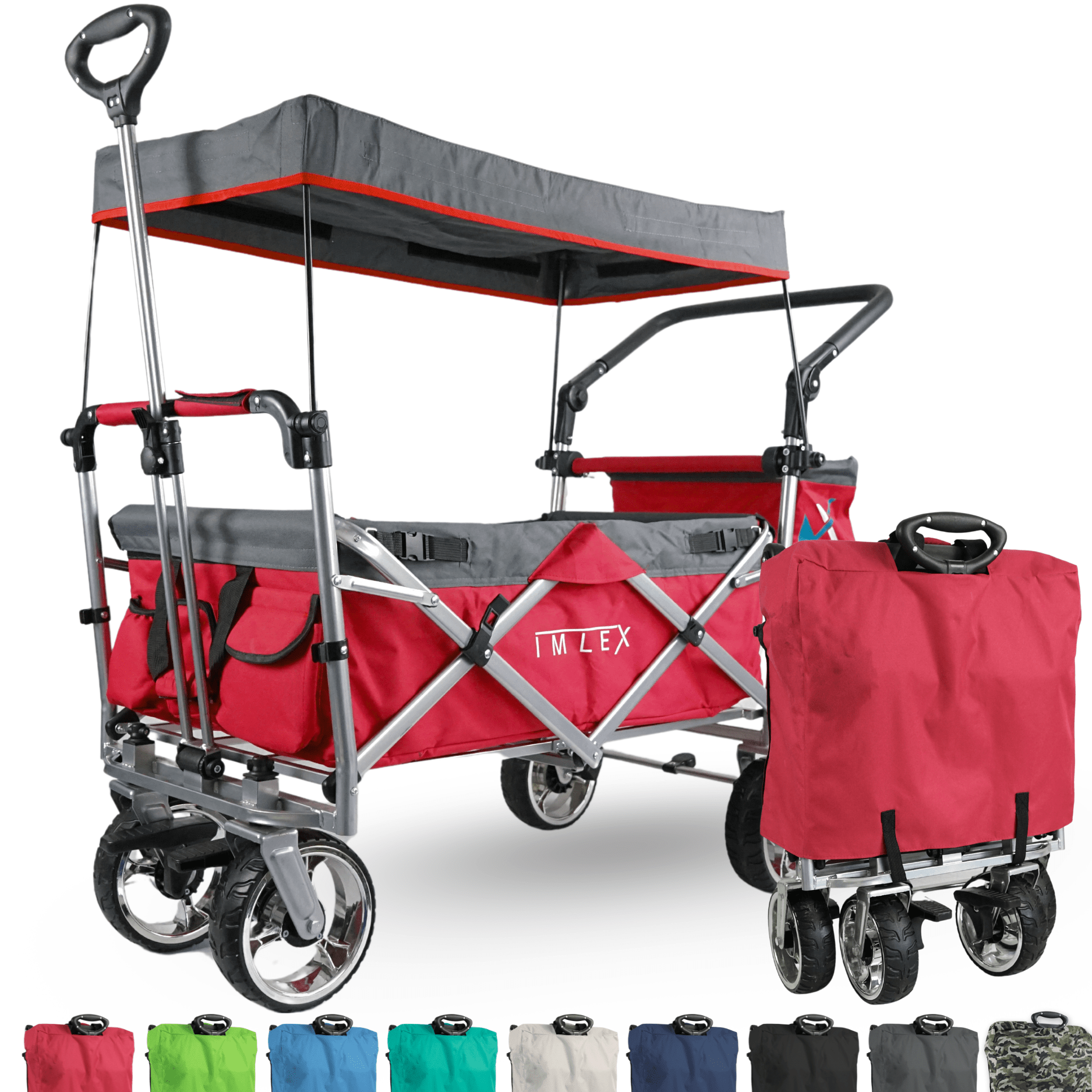 Imlex Handcart 4268 Red, Folding Hand Truck, Pull Cart, Collapsible Handcart