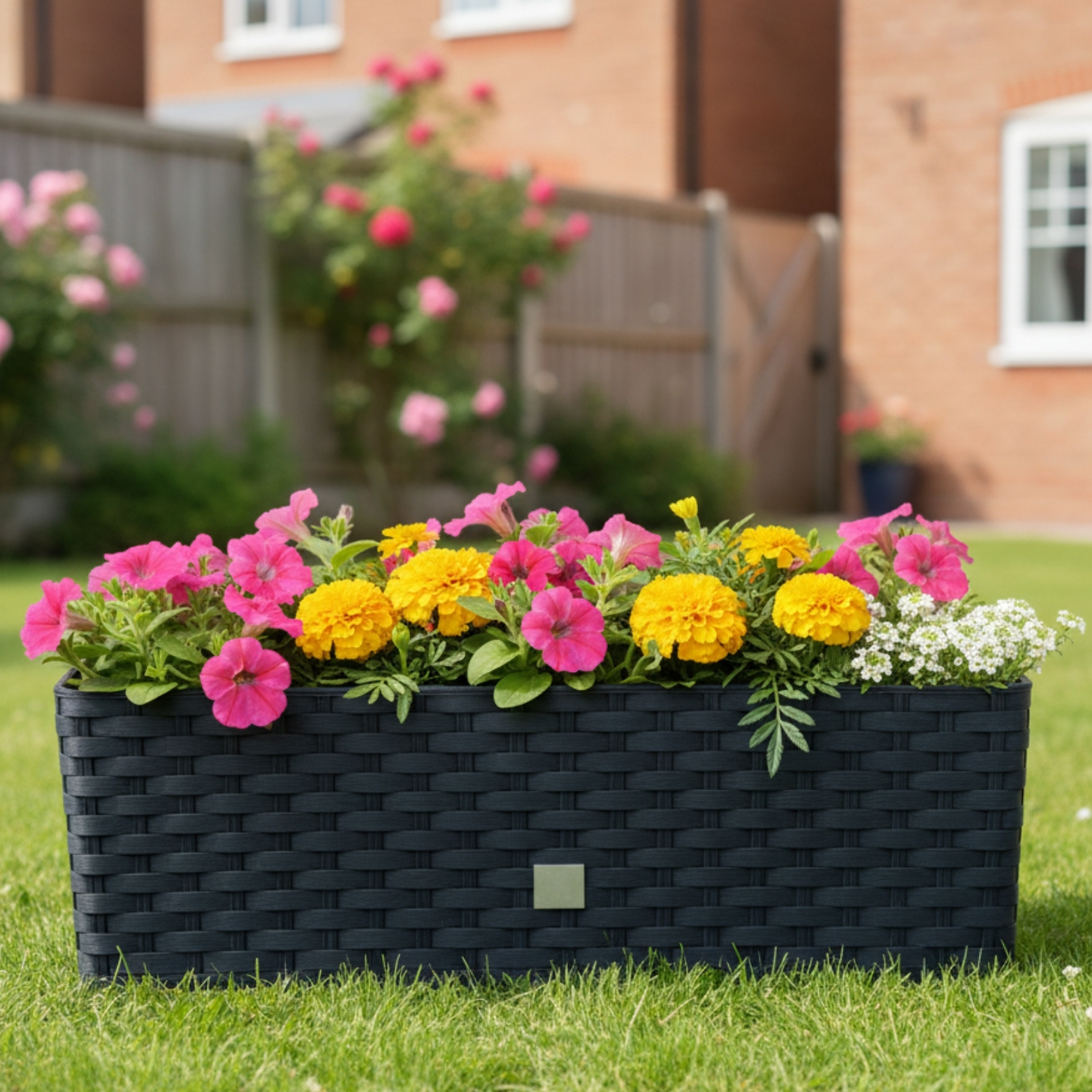 2 Flower Boxes 80 Cm Rattan Look Balcony Planter Flower Pot