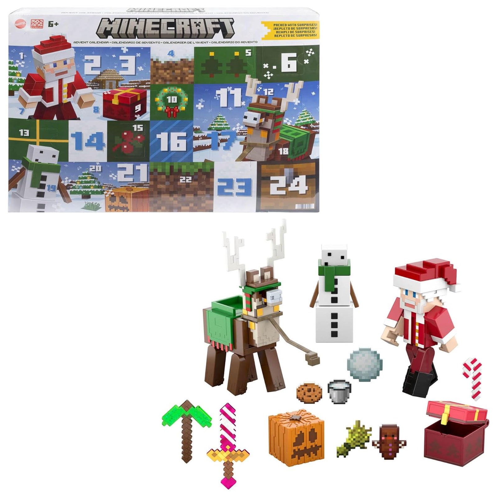 Image of Hxm86 - - Advent Calendar With 24 Surprises - 3 Action Figures (. 8 Cm), 17 Accessory Parts & 4 Stickers