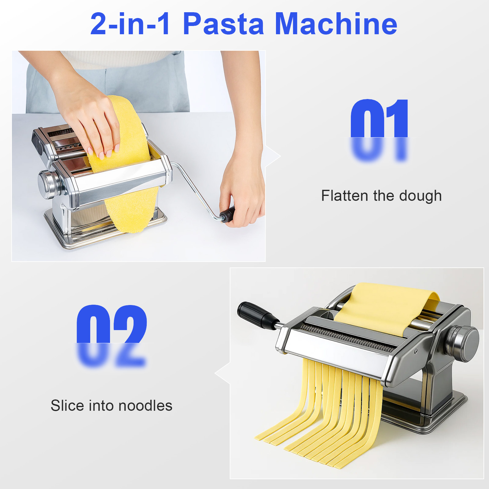 Pasta Roller Machine Dual Width Noodle Maker for Pasta & Spaghetti