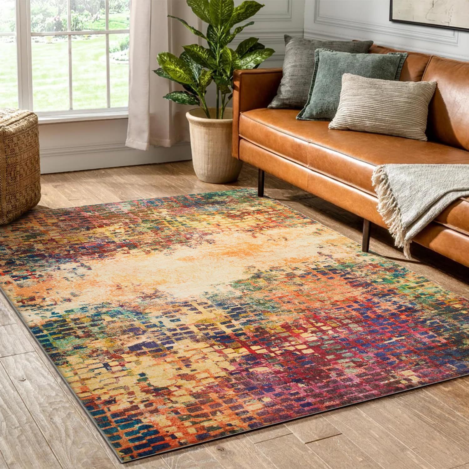 TEMU 1pc Large Imitation Cashmere Rug – Machine Washable Rug, Decorative Carpet, Short Pile Area Rug For Bedroom Dining Room Kitchen Carpet Non Slip