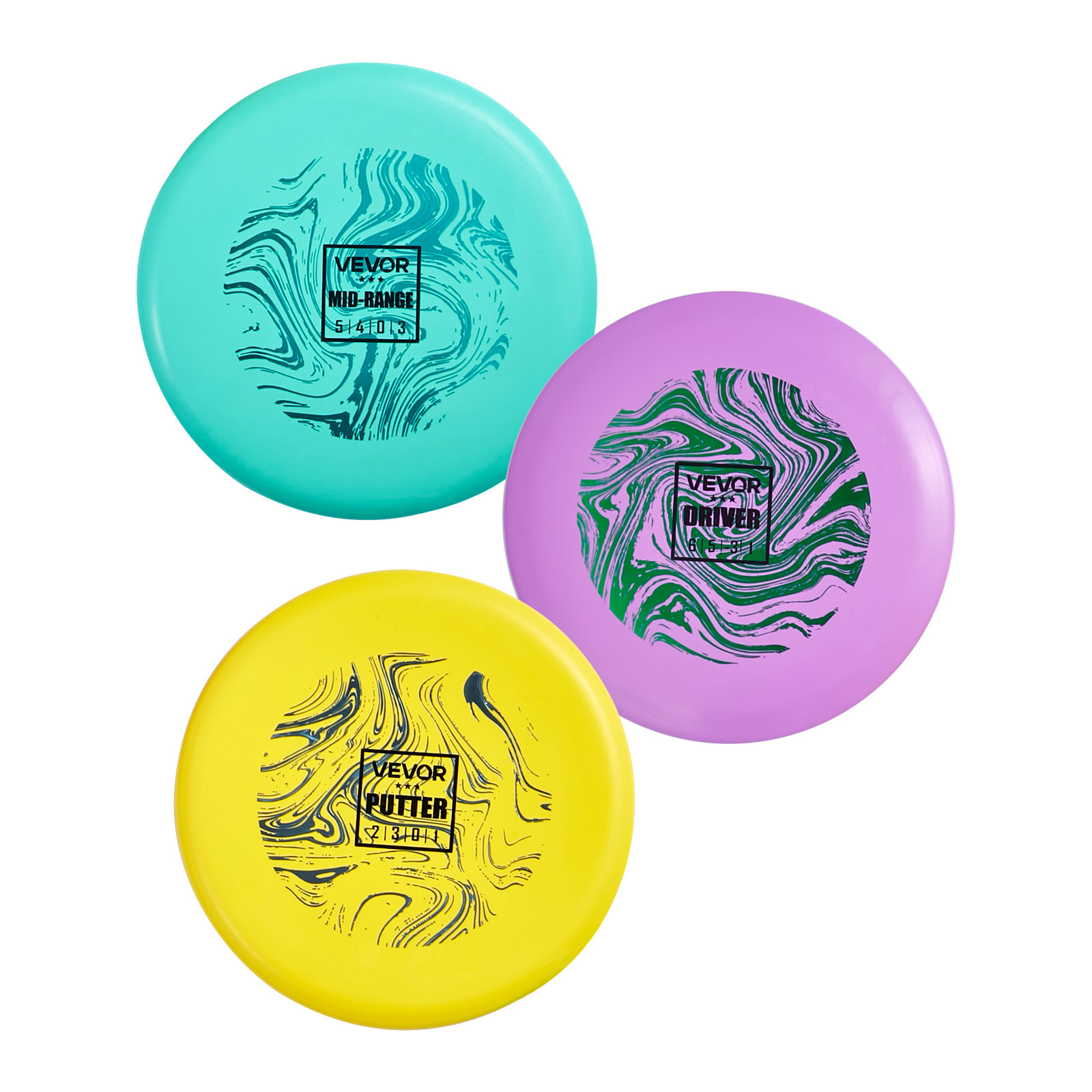 Vevor Disc Golf Set, 3 Pack Disc Golf , Beginners Flying Discs For Full- Training, With Putter, Mid-range, Driver, For Outdoor Backyard, Lawn, Beach, And Park