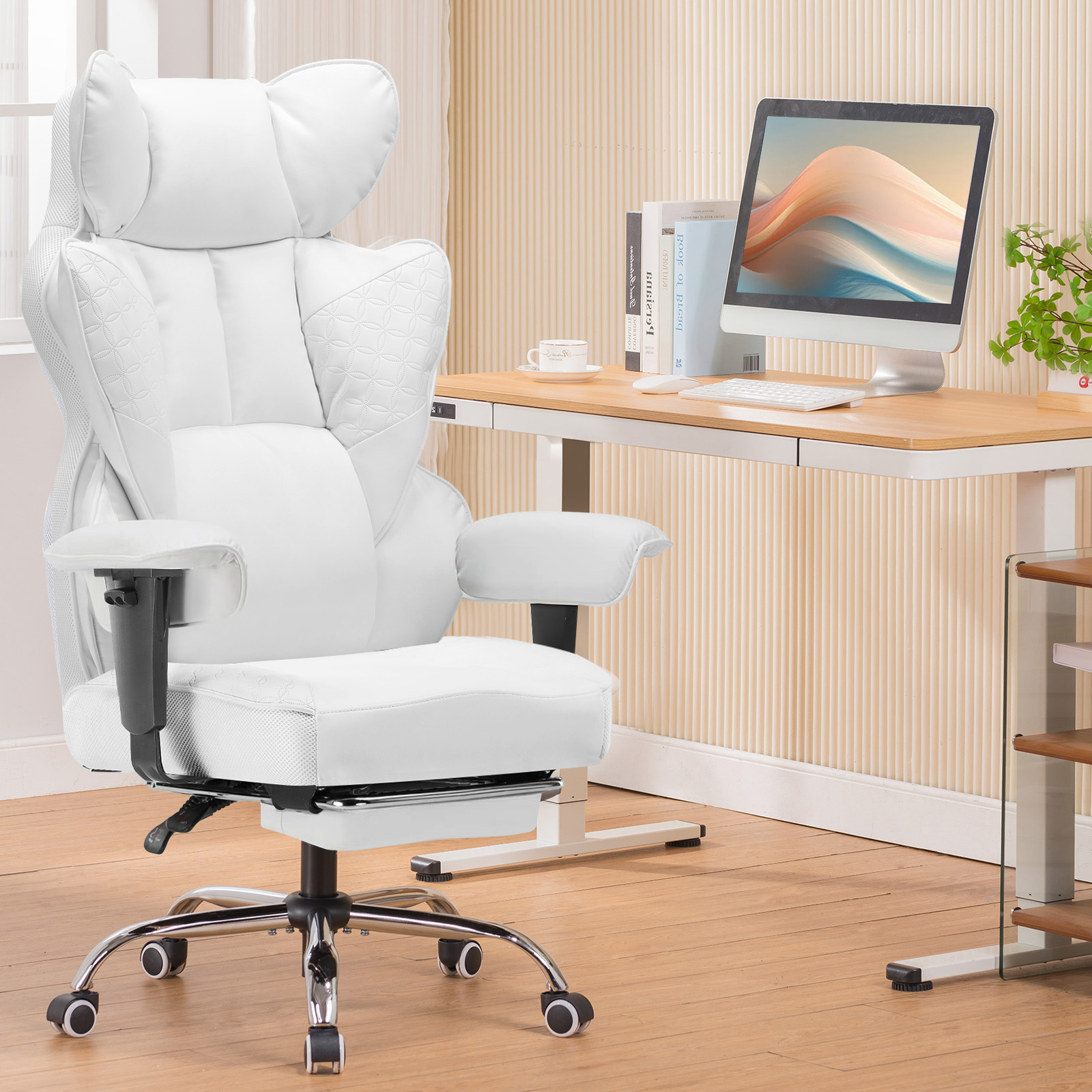 Image of Gaming Chair, Ergonomic Office Chair, Desk Chair With Adjustable Armrests, Lumbar Support For Tall And Large Individuals, 150 Kg, Wide Seat