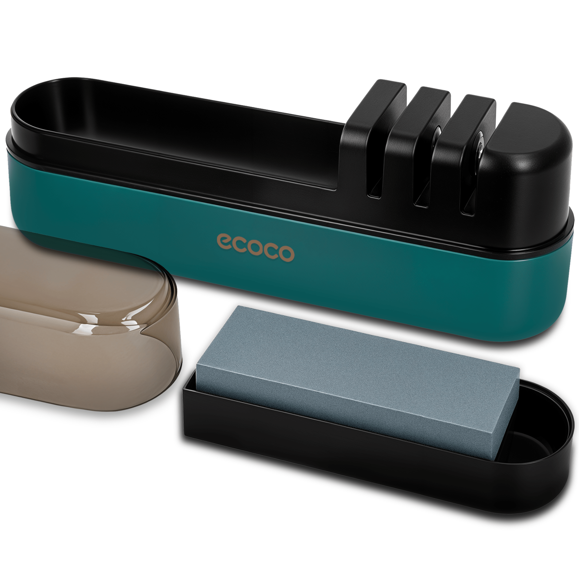 Kuketo - 4-stage Professional Diamond Ceramic Steel Manual Kitchen Knife Sharpener, Ergonomic Non-slip Grip, Fast Sharpening, Universal Sharpener For Steel And Ceramic , Safe Kitchen Sharpener
