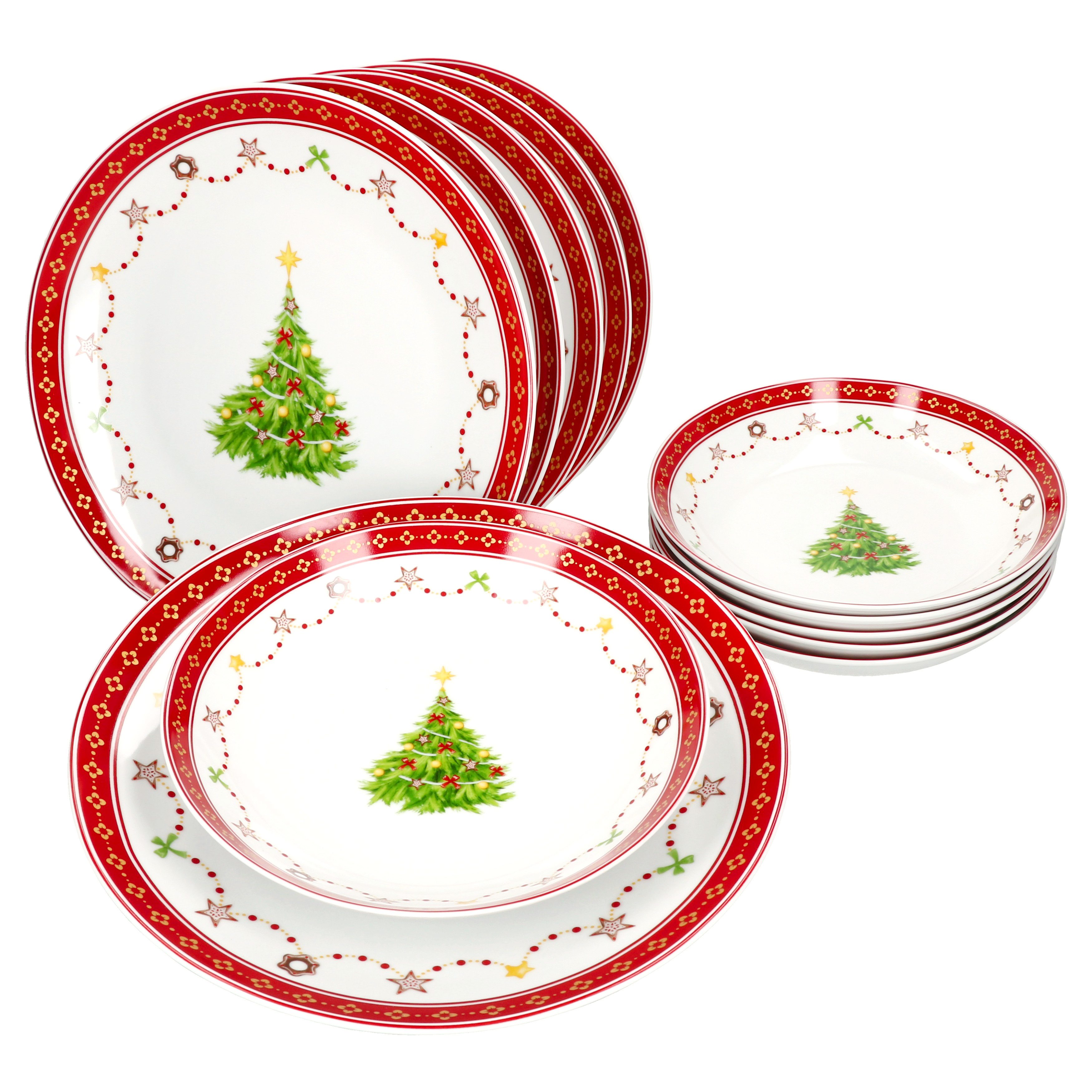 Image of 12pcs For 6 People, Plate, Soup Plate, Christmas