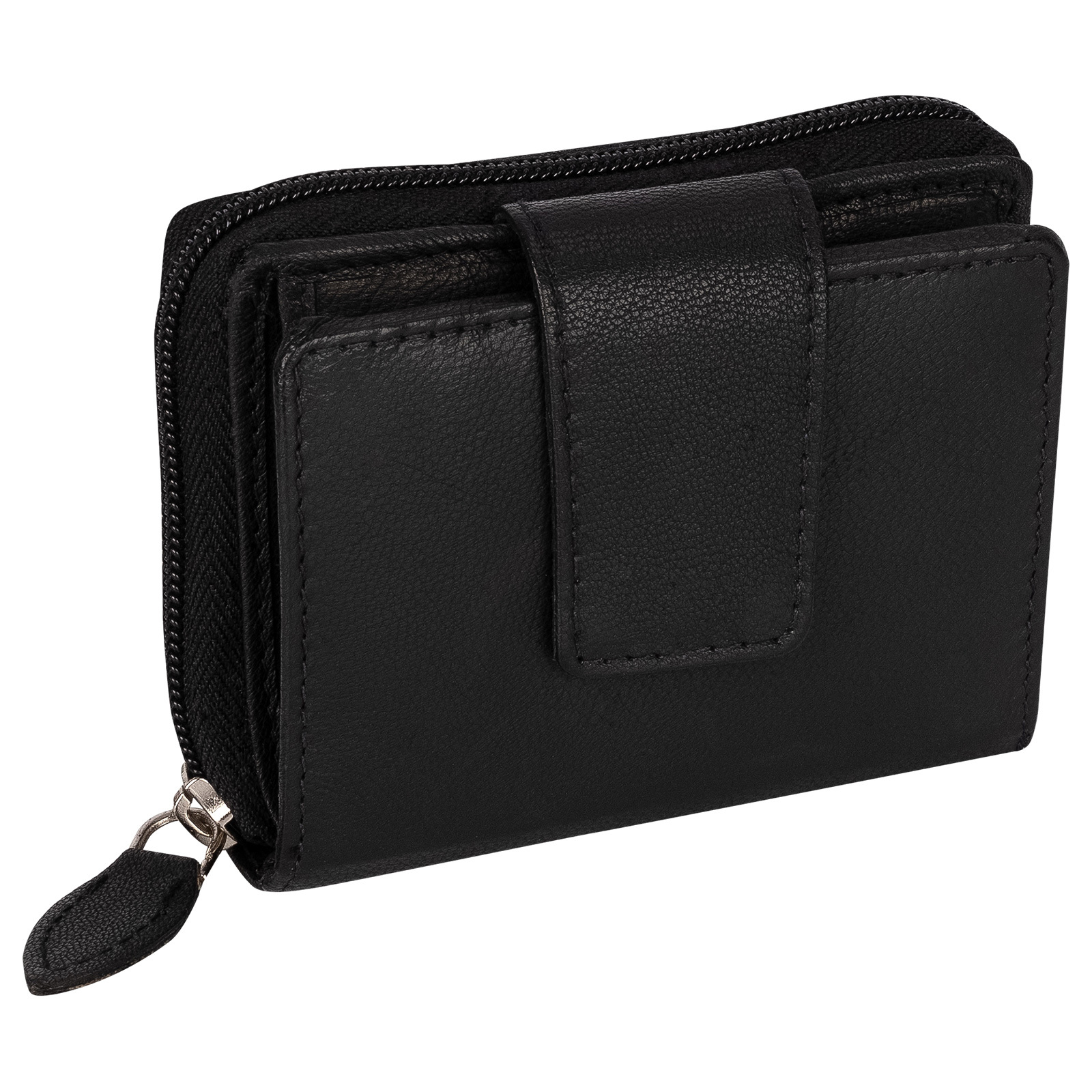 Small Ladies' Wallet Rfid Purse Real Leather Black