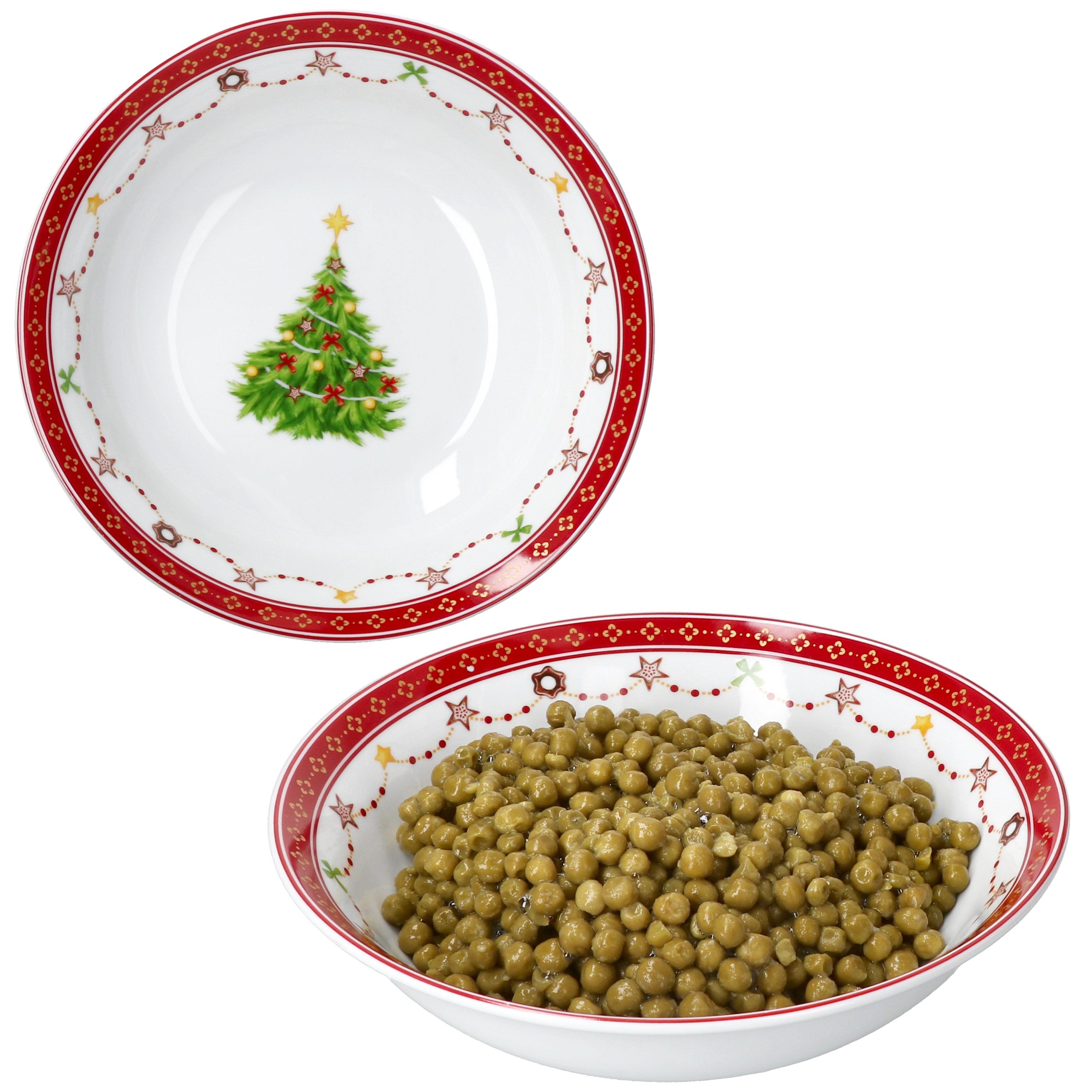 2x Serving Dishes 1l Porcelain Tableware Christmas