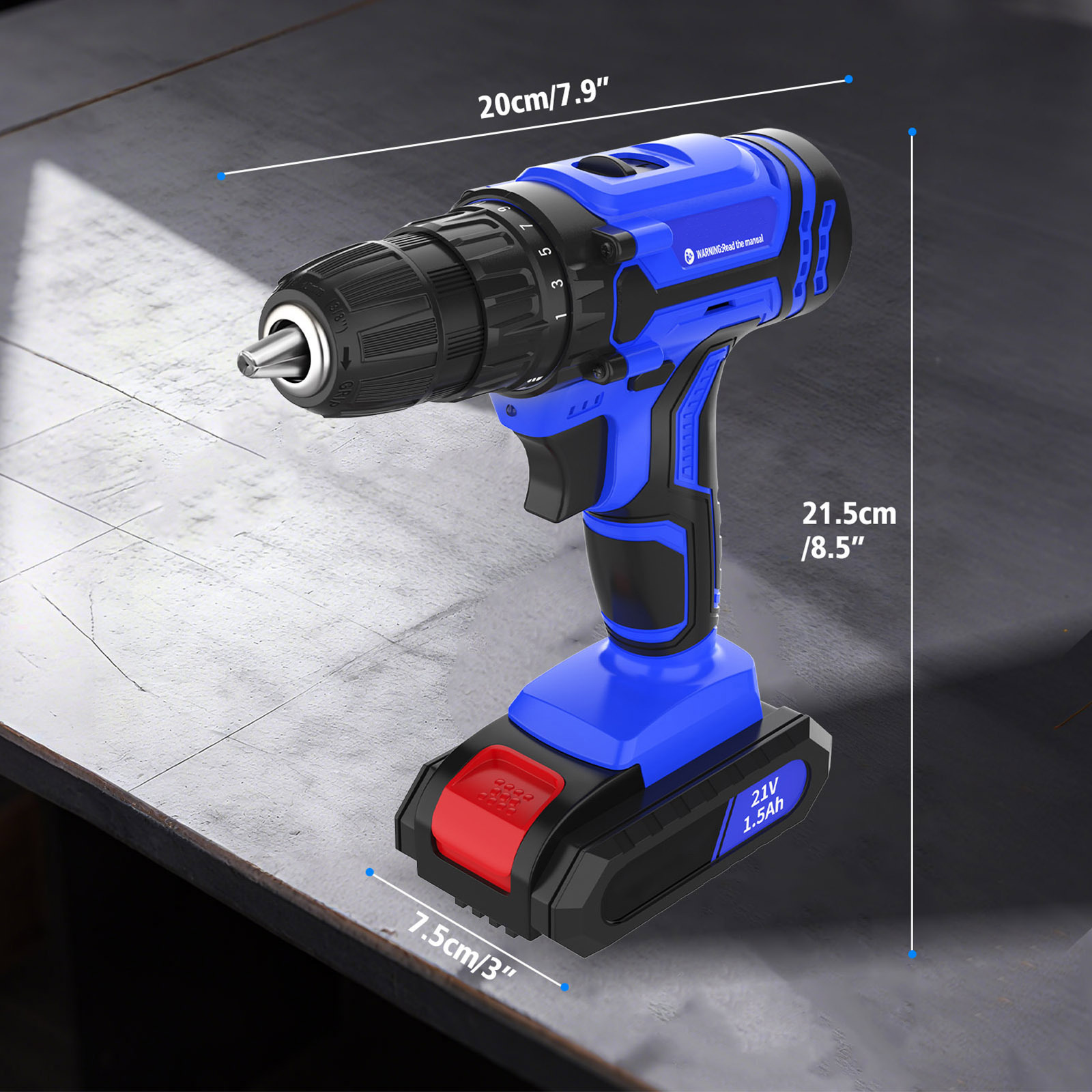 Accu Combi Boormachine, 21V Boormachine Set, Elektrische Schroevendraaier Boormachine met 25+1 Koppelinstelling