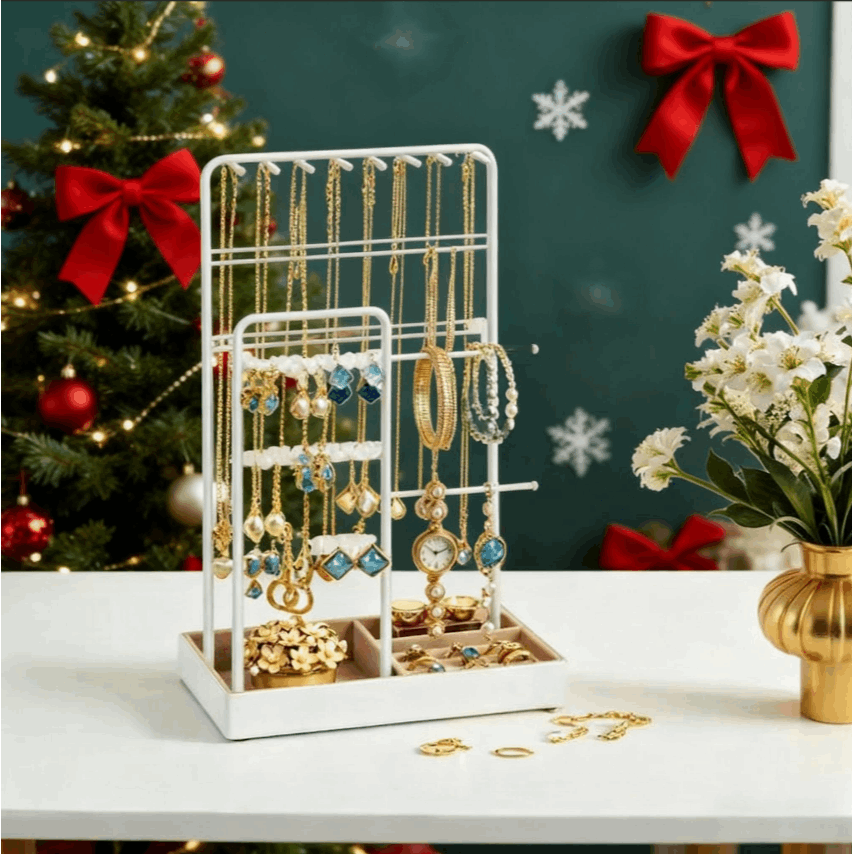 E-shop Schmuckständer, Schmuckhalter, Schmucktablett Samt, Schmuckaufbewahrung für Halsketten Armbänder Ohrringe Ohrstecker Ringe,Weihnachtsneuheiten