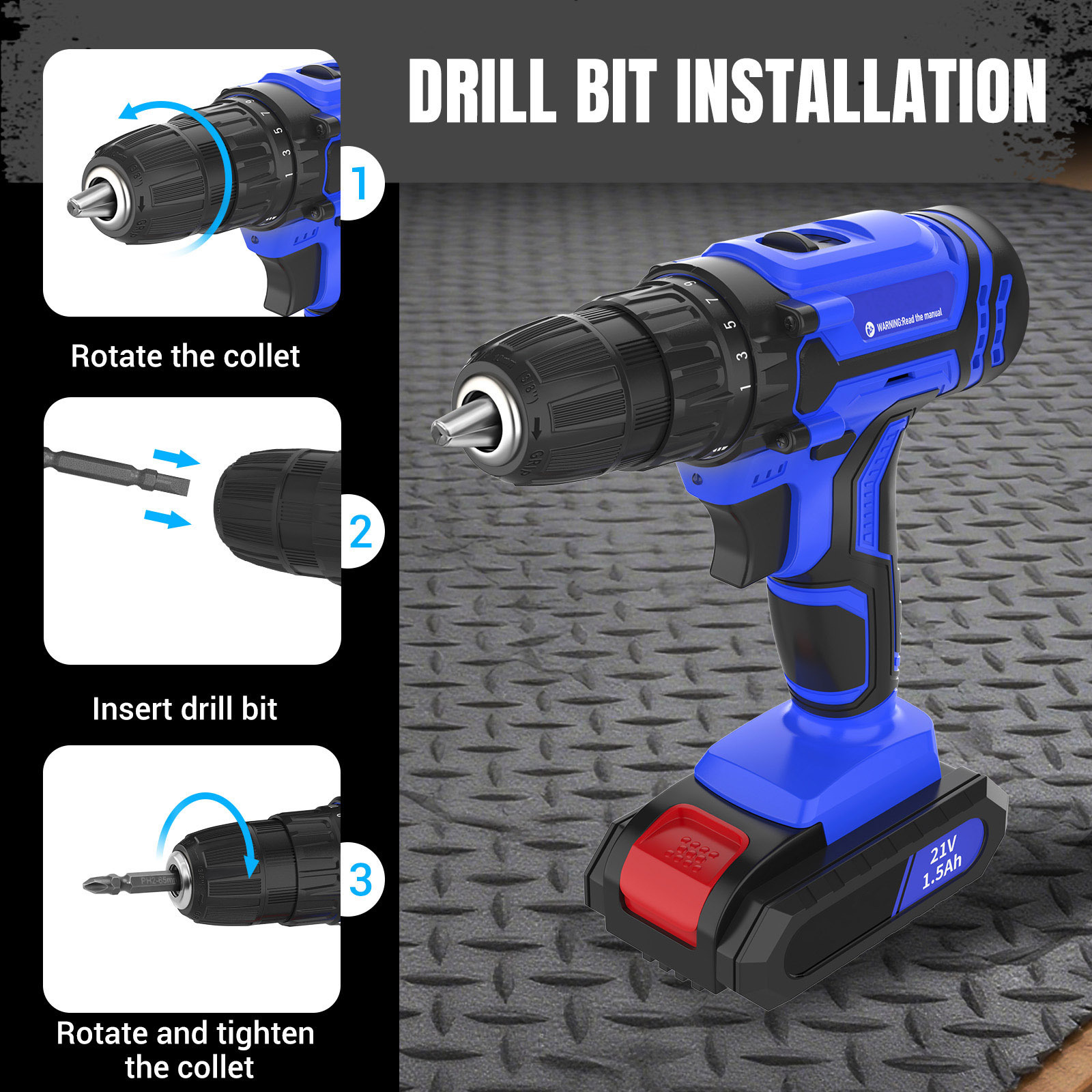 Accu Combi Boormachine, 21V Boormachine Set, Elektrische Schroevendraaier Boormachine met 25+1 Koppelinstelling, 60Nm Elektrisch Gereedschap Boormachine, 2 Snelheden, LED Licht, 31-delige Accessoires Accu Boormachine Kit voor Doe-het-zelvers