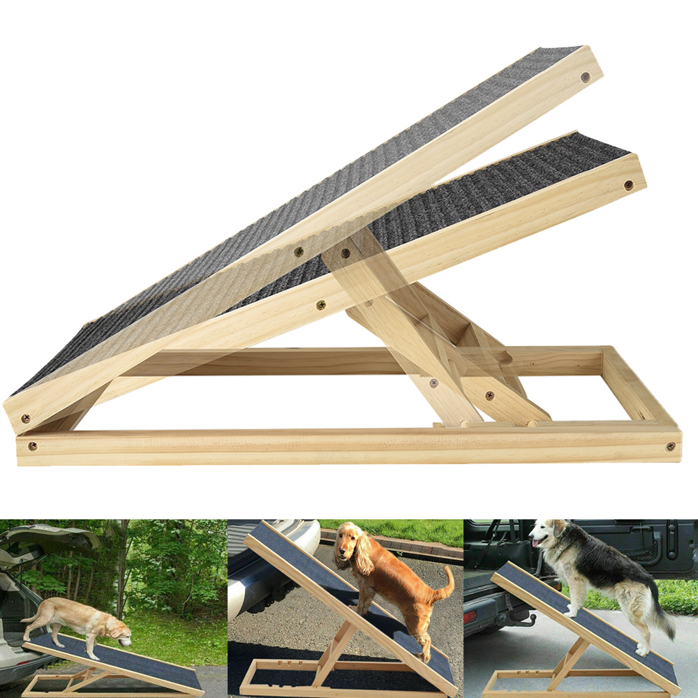 E-shop Hunderampe Auto, Verstellbare Haustierrampe für Bett Couch Auto, Rampe Hunde aus Holz, Hundeleiter Auffahrrampe für Haustiere mit