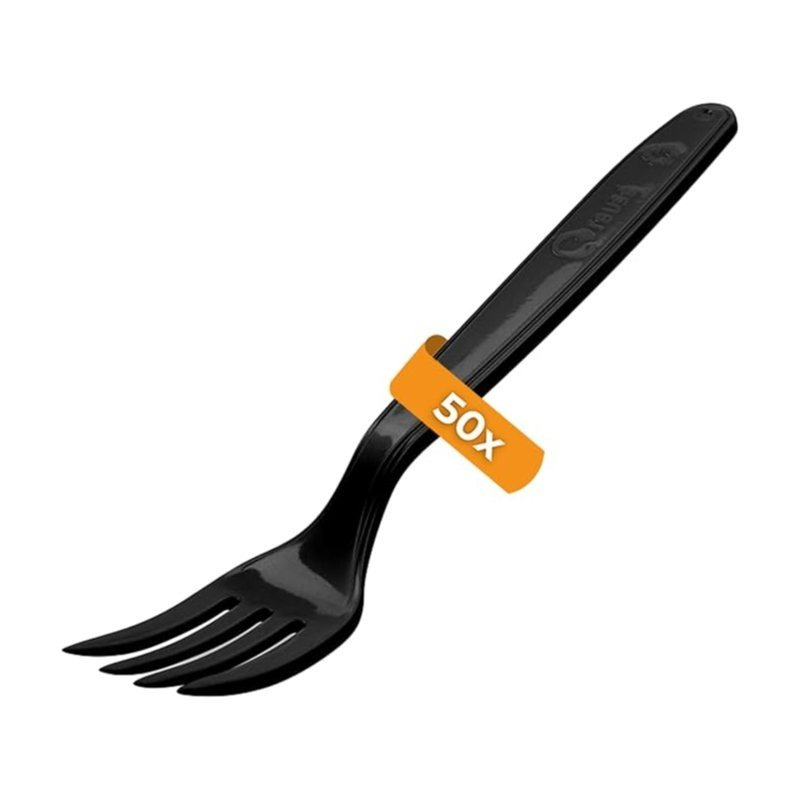 E-shop 50 x -Gabeln schwarz | WIEDERVERWENDBAR | schwarzes Mehrwegbesteck für Camping, Events & Outdoor | BPA-, spülmaschinenfest & extra