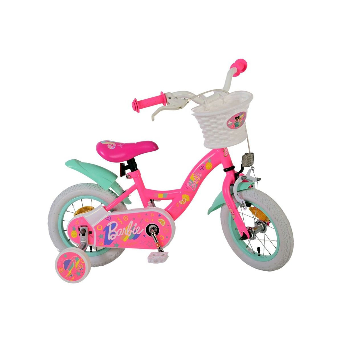 12-inch Girls' Kids' Bicycle With Training Wheels, Coaster Brake, Mudguards, , Basket, And Support Wheels - 31254-