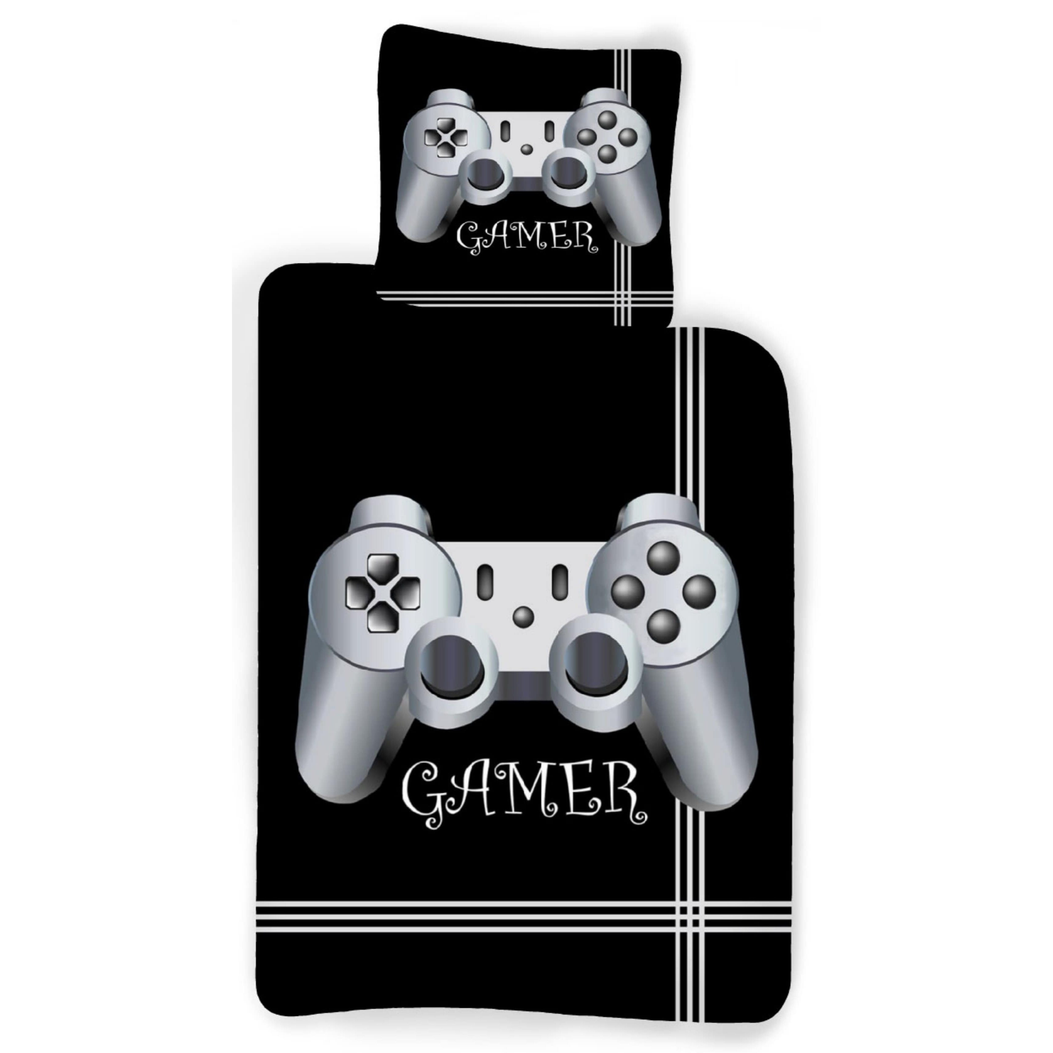 Image of Gamer Gaming Bedding Set Duvet Cover 135x200cm Pillowcase 80x80cm German Size 100% Cotton Bedding For Video Game Lovers Controller