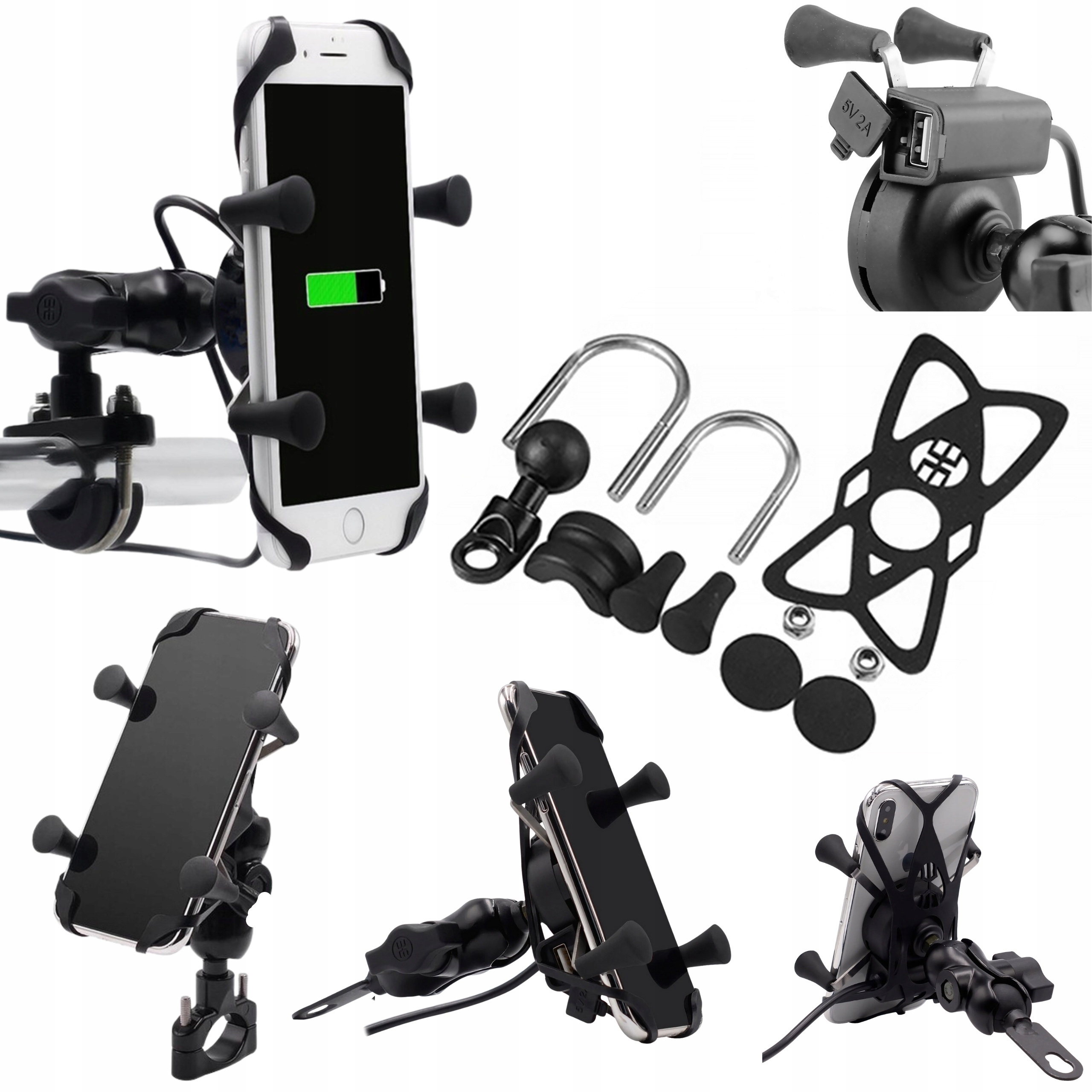 Freedconn Mc7hr Motorcycle Phone Mount, Metal 360° With Usb 2.1a Charger, Steering Wheel Mount, Sturdy Adjustable For…: retailer-supplied image