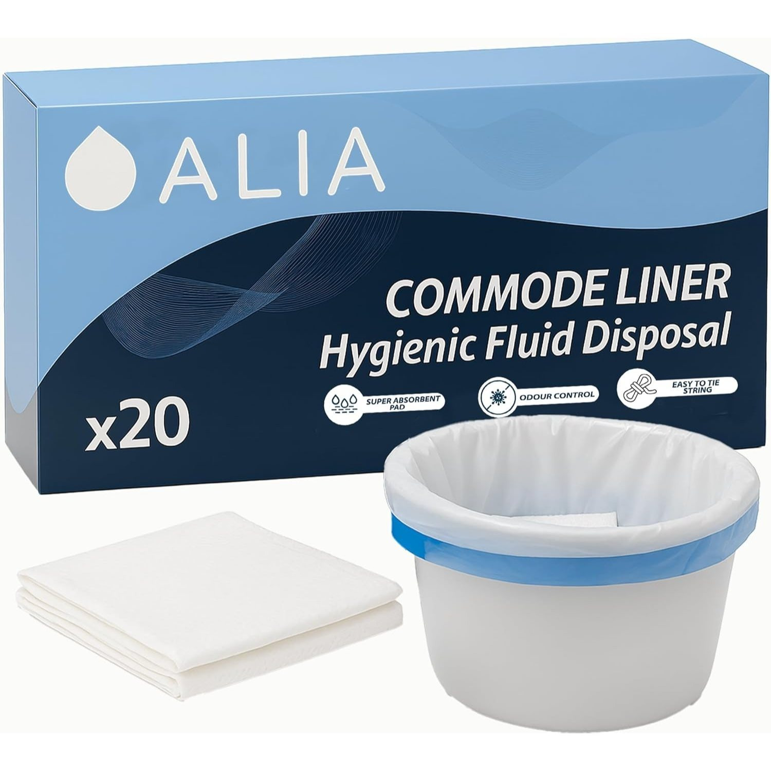 TEMU 20 X Alia Commode Liner With Super Absorbent Pad | Leak-proof Hygiene Bags For Bedside Commode | Portable Toilet & Elderly Care | 1 Pack Of 20