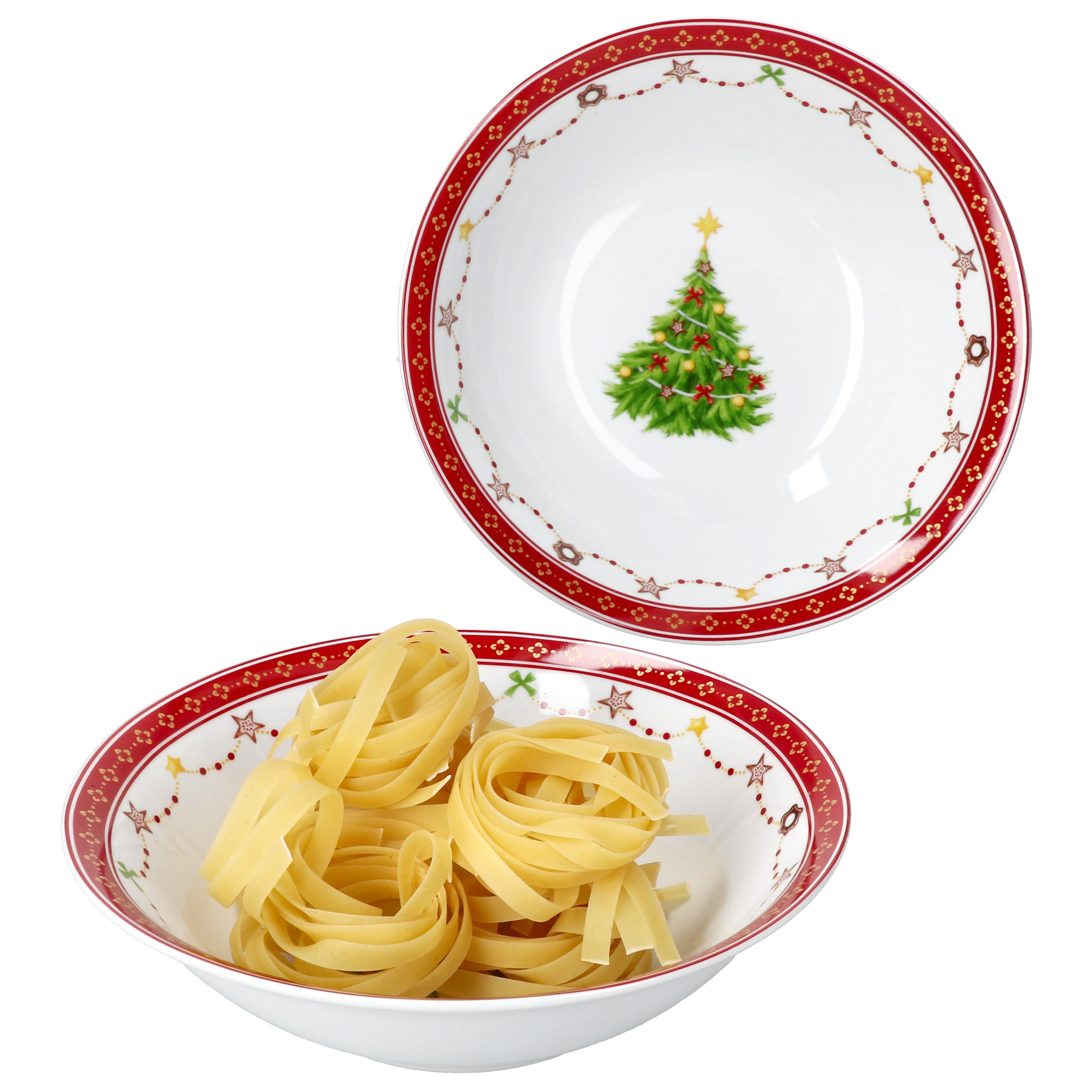 2x Serving Bowls, 650ml Porcelain Christmas Tableware
