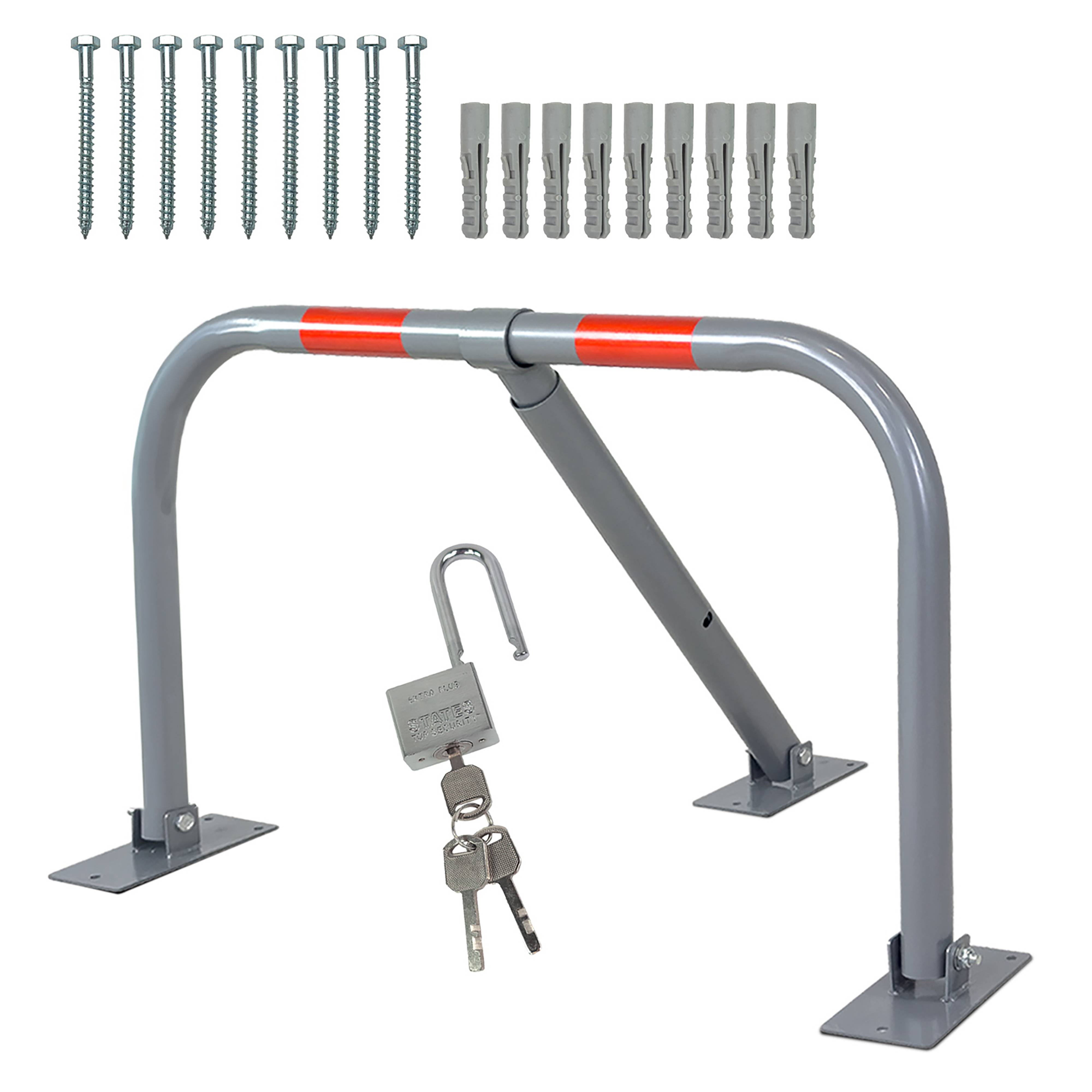 Image of Folding Parking Lock With Lock And 3 Keys, Stable Steel Pipe With Powder Coating, Parking Post Parking Blocker Parking Pole Barrier Post Parking Guard.