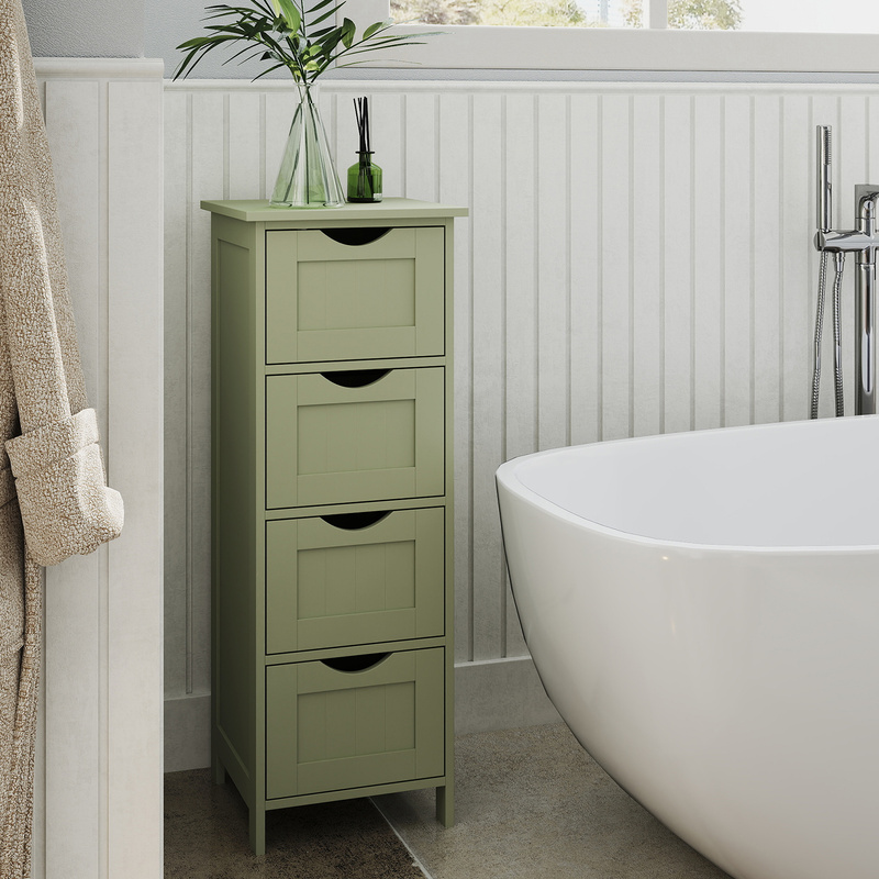 TEMU Armario de Baño con 4 Cajones, 30 x 30 x 82 cm, para Baño, Salón, Comedor, Cocina, Estilo Moderno