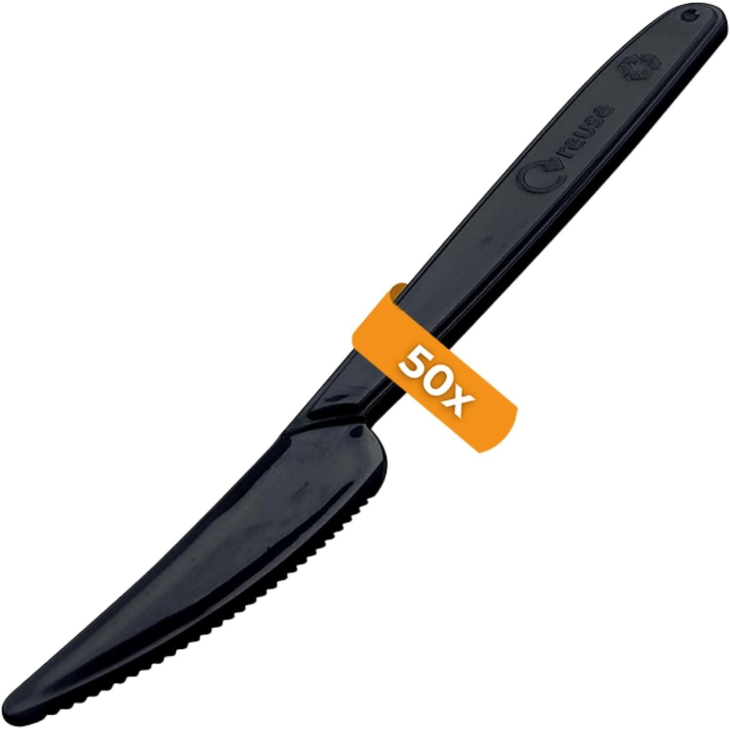 E-shop 50 x -Messer schwarz | WIEDERVERWENDBAR | schwarzes Mehrwegbesteck für Camping, Events & Outdoor | BPA-, spülmaschinenfest & extra