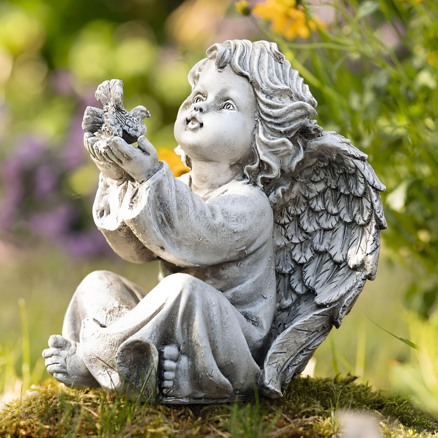 " Figurine Made Of Polyresin, Weatherproof, Sitting Statue, 20 Cm Tall, Christmas Decoration, Outdoor Garden Decor, Grave Ornament