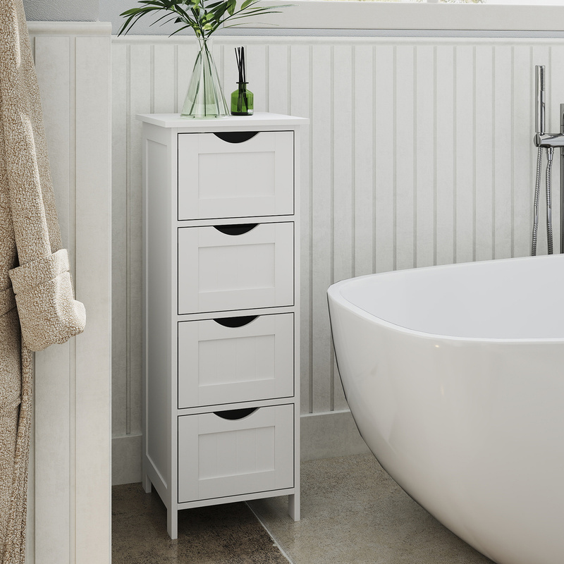 TEMU Armario de Baño con 4 Cajones, 30 x 30 x 82 cm, para Baño, Salón, Comedor, Cocina, Estilo Moderno